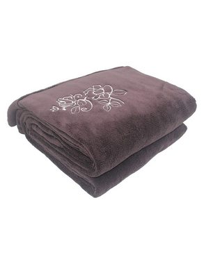 Wohndecke Kunstfaserdecken / Micro Fiber Blanket mit Embroidered Schlafdecke, RAIKOU, aus super weichem Kuschelfleece, 200cmx150cm