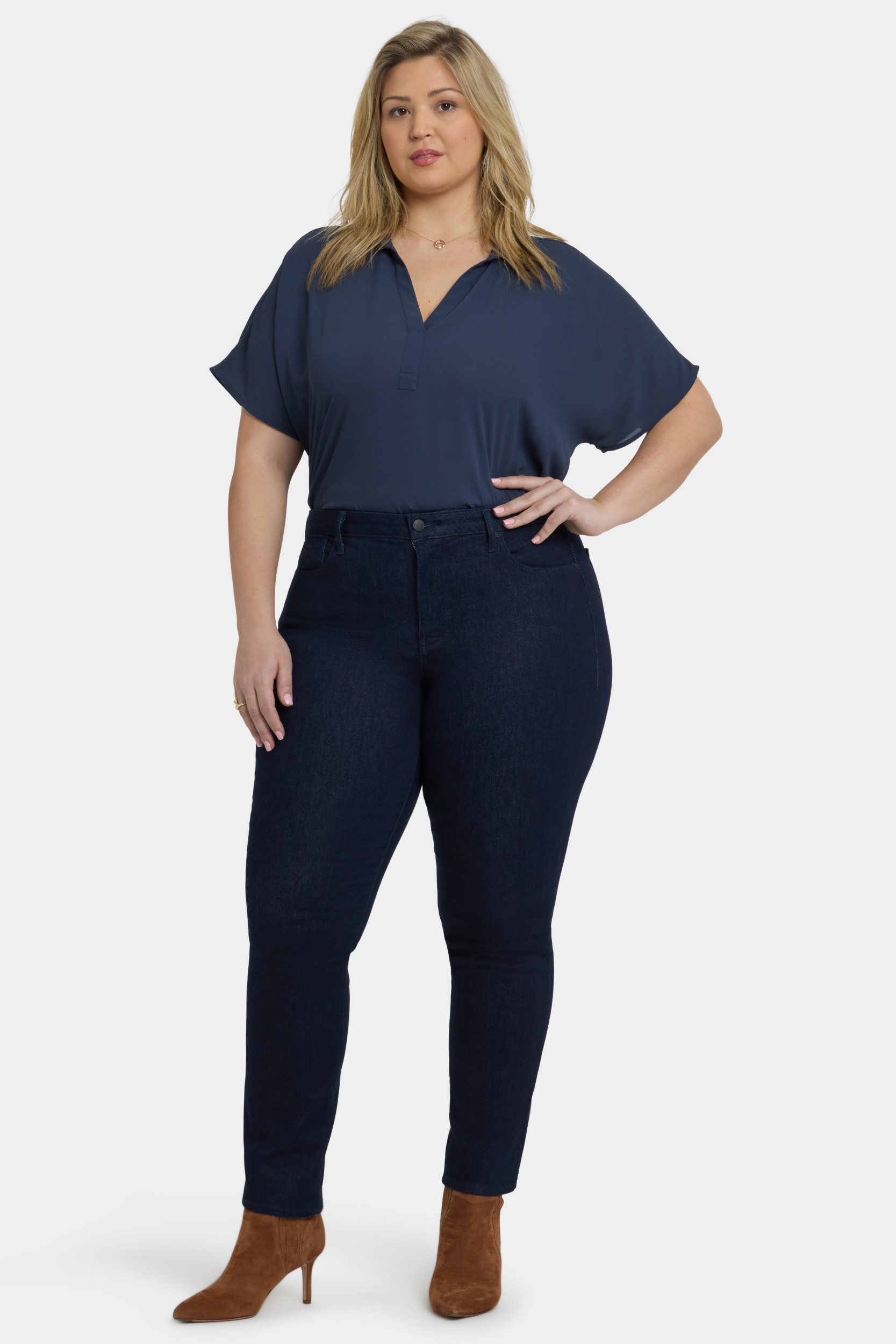 NYDJ Slim-fit-Jeans Sheri Slim Jeans Dunkelblauem Premium Denim (Plus)