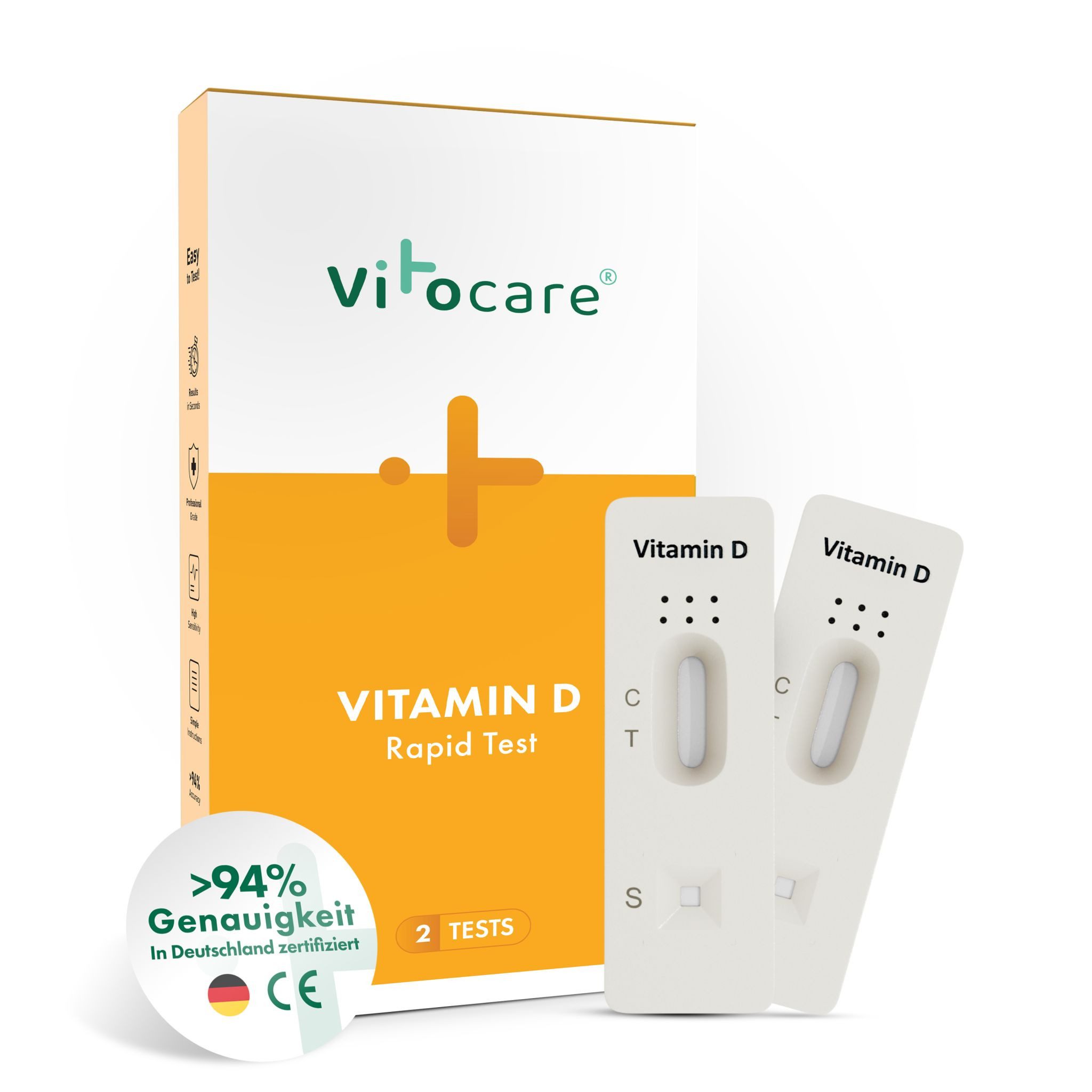 Vitocare Blutzucker-Teststreifen Vitocare Vitamin D Test f. Zuhause, Vitamin D Mangel Selbsttest 2x