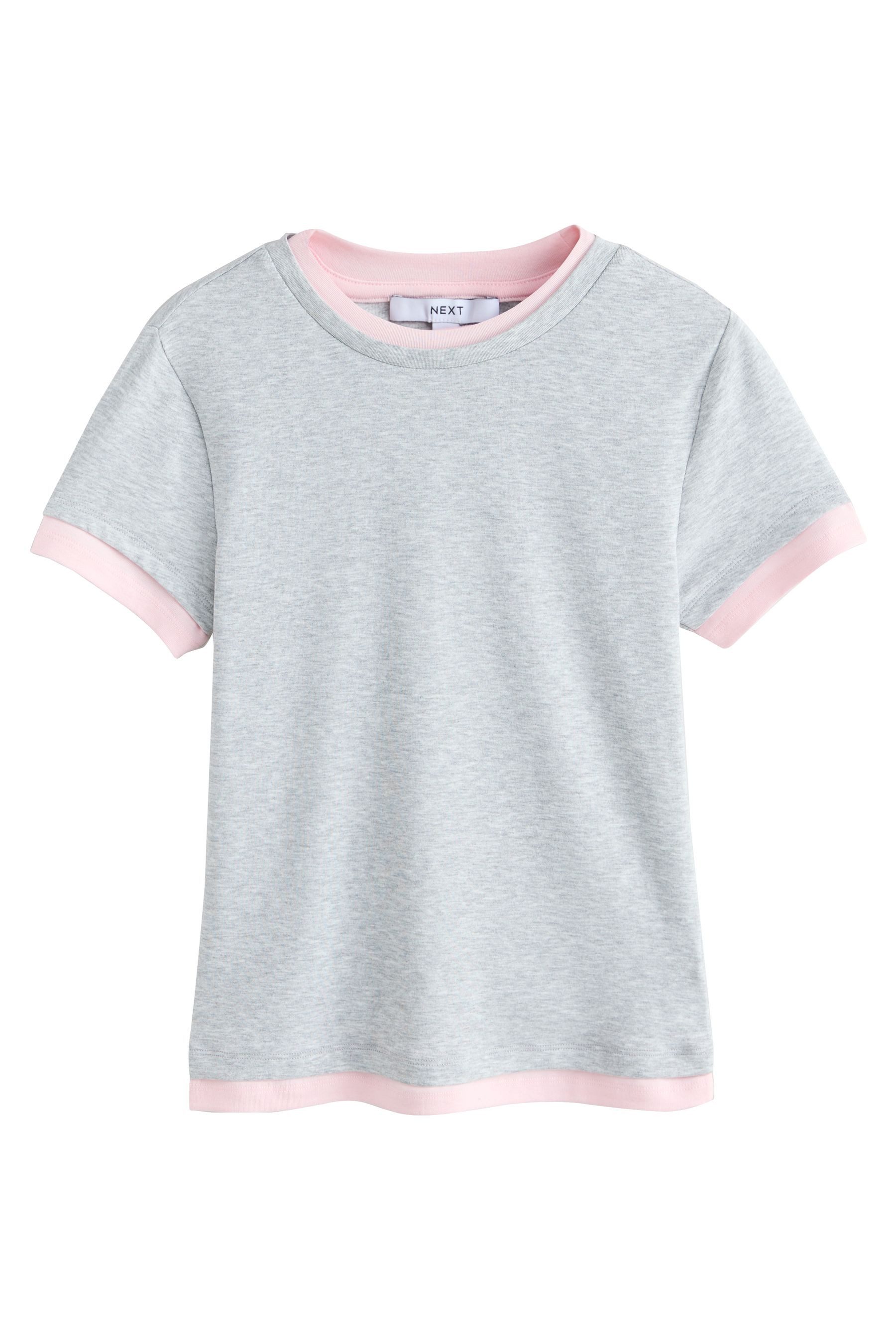 T-Shirt Kurzarm-T-Shirt mit Rundausschnitt in Lagenoptik