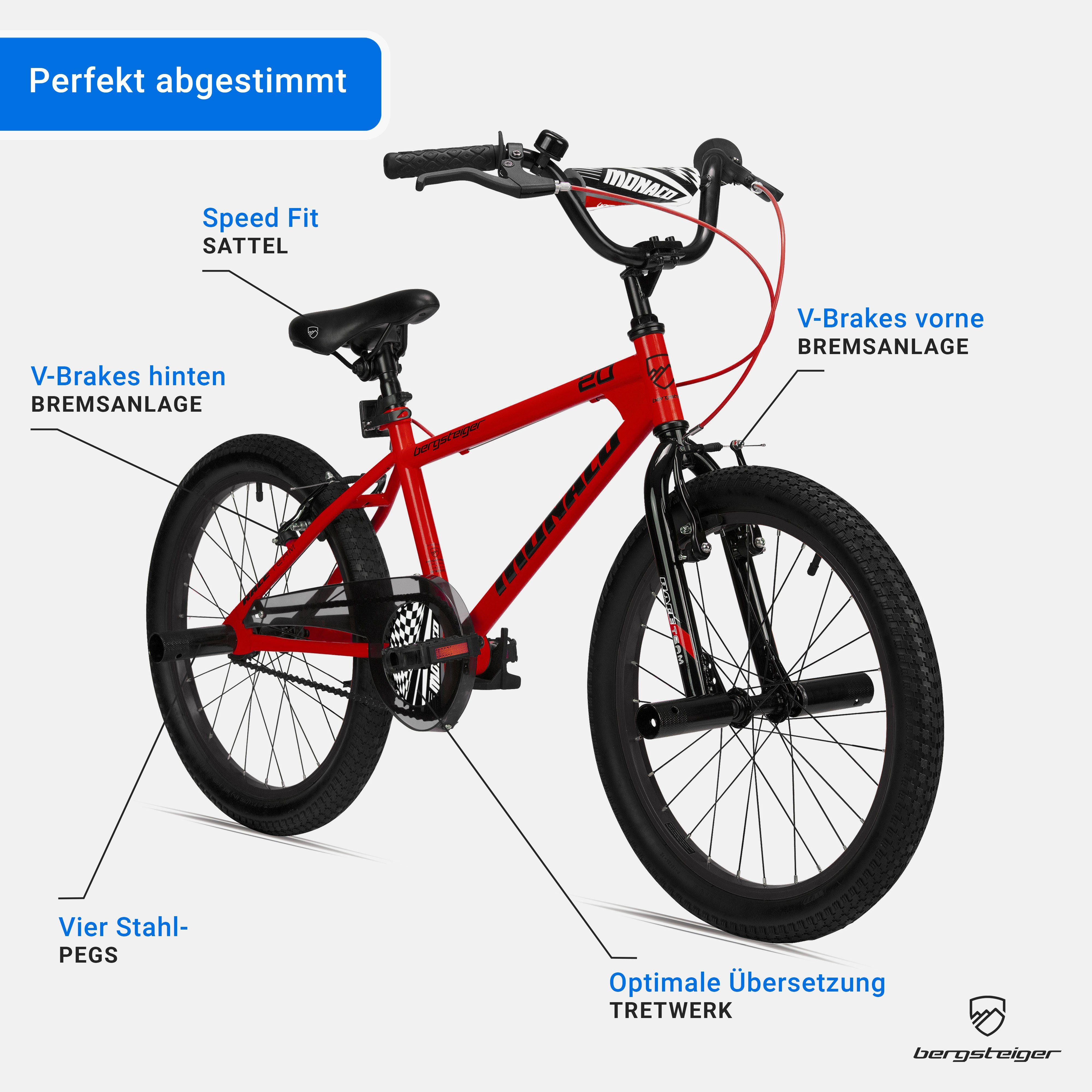 bergsteiger Kinderfahrrad Monaco 20 Zoll BMX, geeignet für 6 - 9 Jahre, Mädchen, Jungen, 1 Gang, V-Brakes – Bild 5 von 5