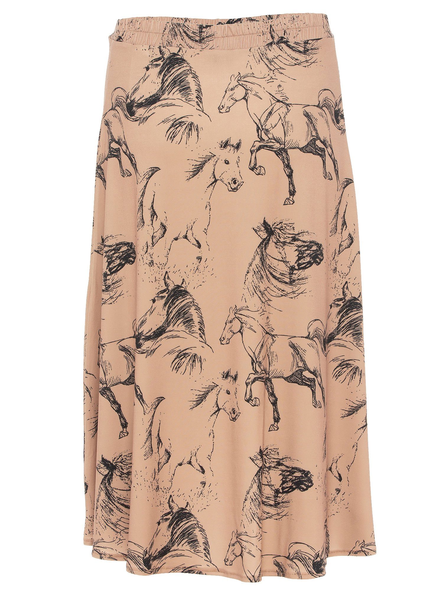 Sarah Kern Plisseerock Bahnenrock figurumspielend mit Pferdedruck