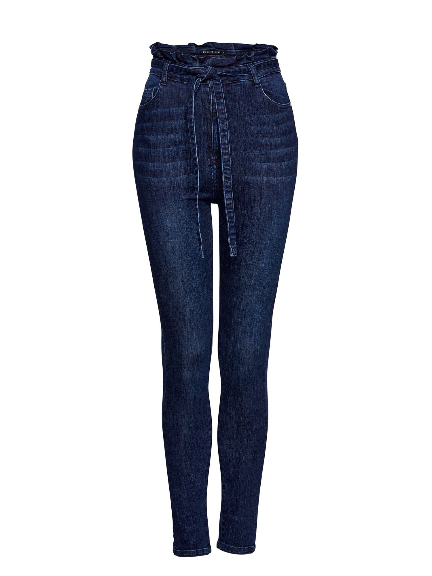 mit High-waist-Jeans Freshlions Bindegurt Jeans blau