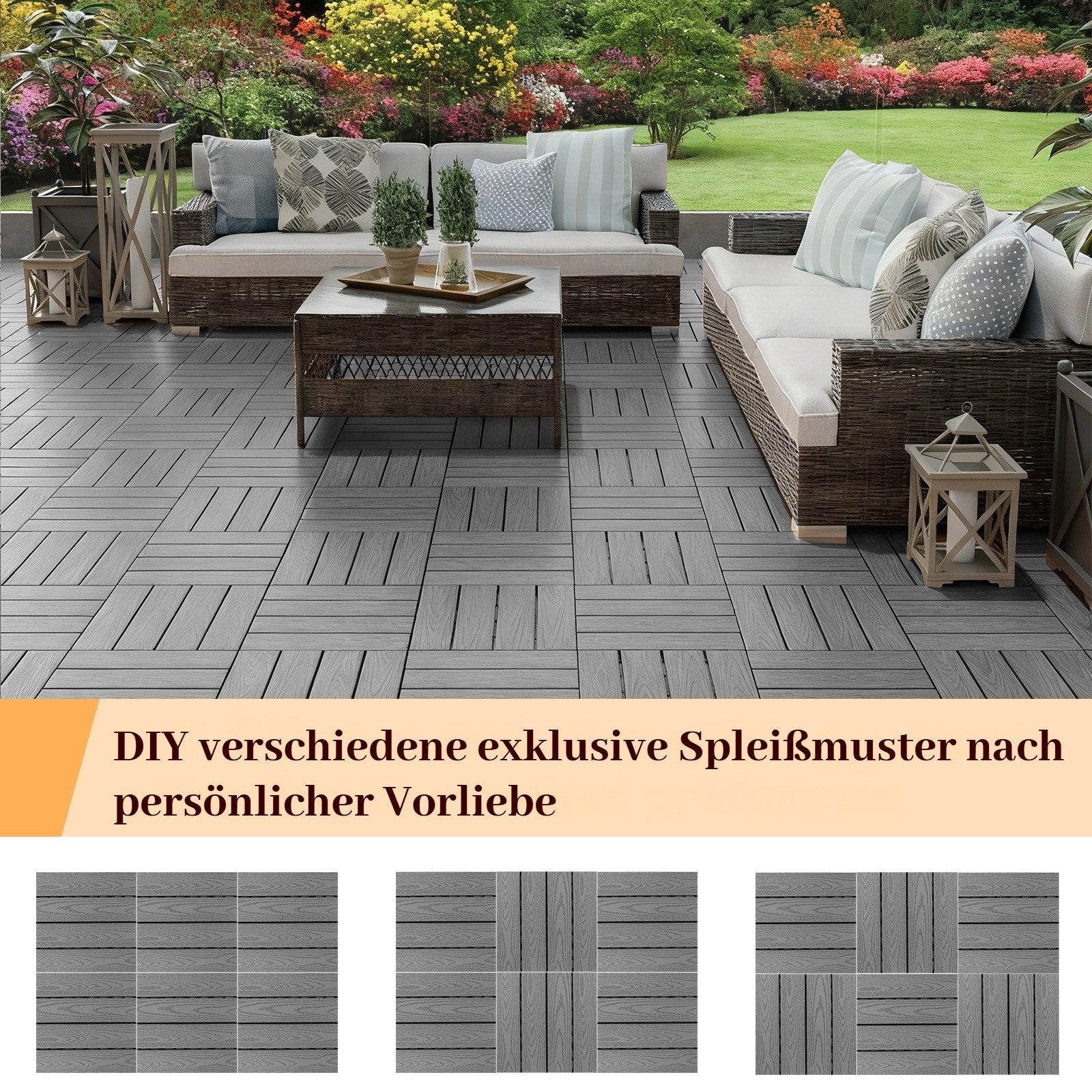 BlingBin Klickfliesen Terrassenfliesen 11 Stück 0,99 Balkonfliesen mit Klic günstig online kaufen