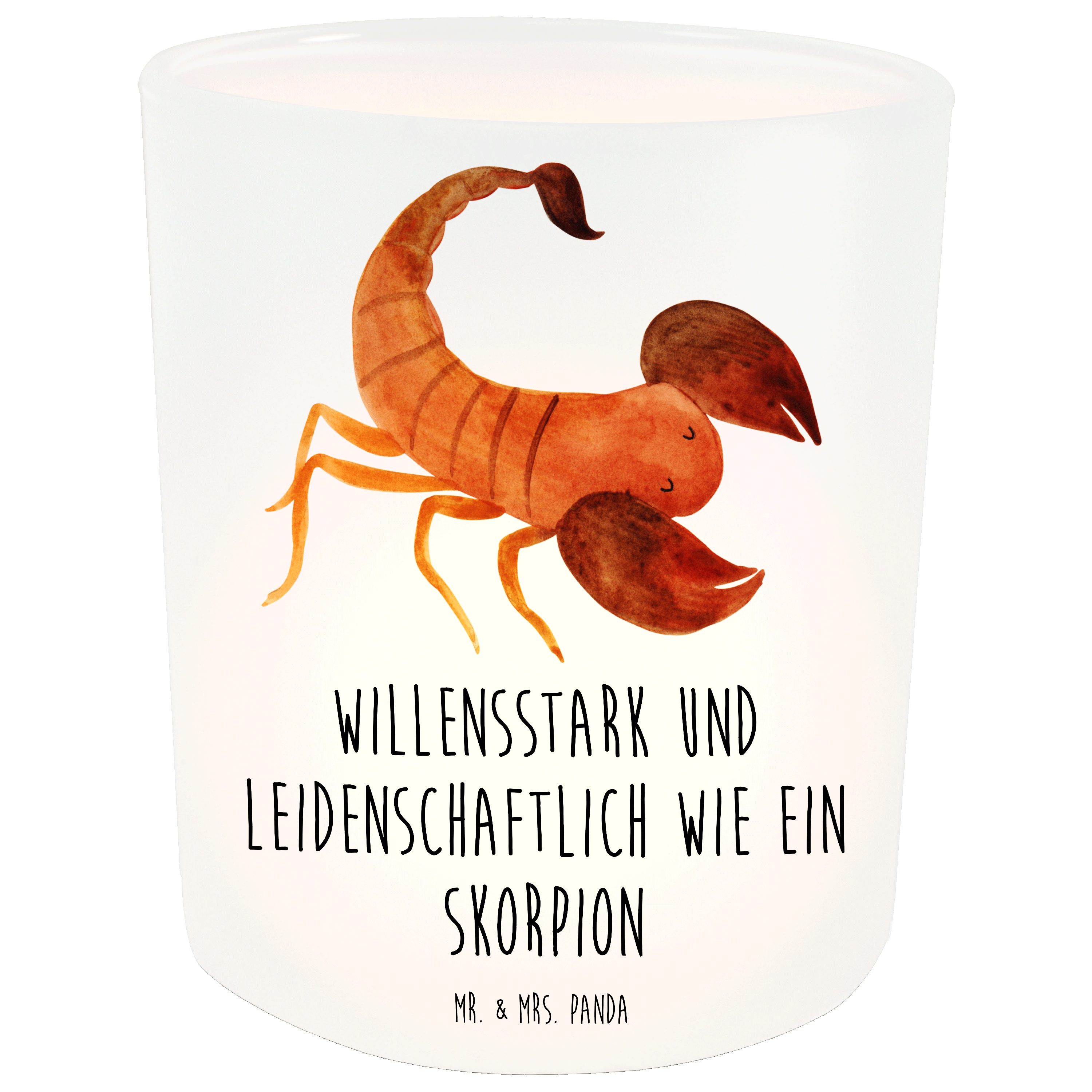 Mrs. & Sternzeichen Mr. Geschenk, St) Transparent Skorpion - Windlicht Panda Geburtstag - (1 Skorpione,