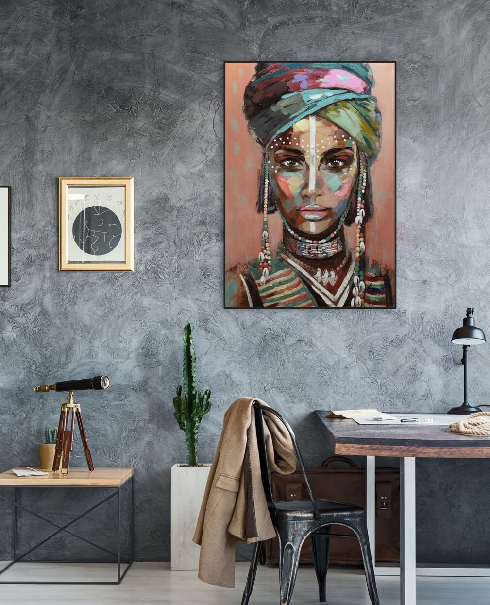 KUNSTLOFT Gemälde Exotische Schönheit 70x100 cm, Leinwandbild 100% HANDGEMALT Wandbild Wohnzimmer