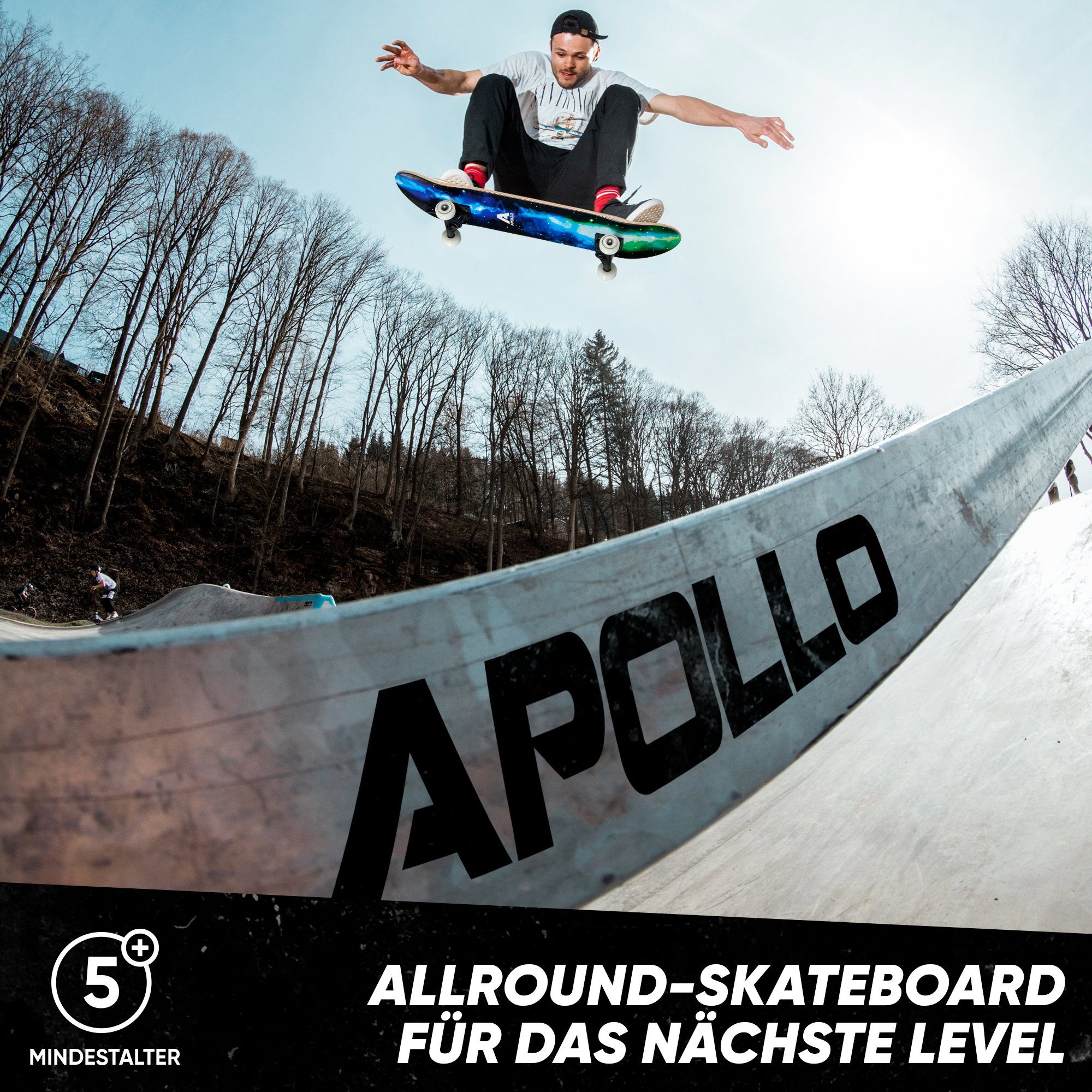 Apollo Skateboard Skateboard Kinder und Erwachsene Wood Board, Kinder Skateboard ab 6 Jahre