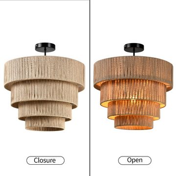 LQWELL Pendelleuchte E27 Deckenleuchter Deckenleuchte Hängelampe, Retro Deckenlampe E27 Deckenleuchter, Hängeleuchte 1 Flammig Linen Beige Kronleuchter, für Schlafzimmer Wohnzimmer Esszimmer Bar Hotel Geschäft