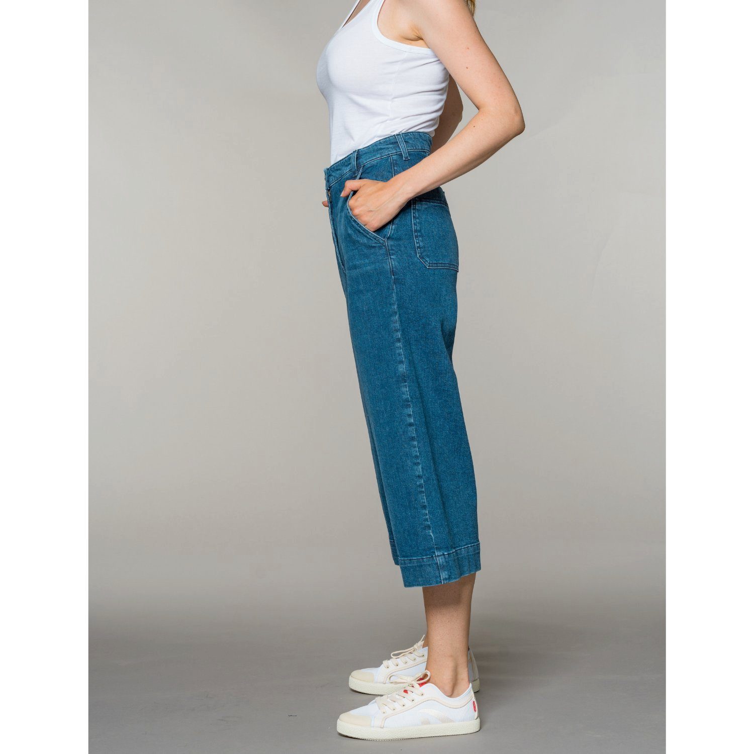 Feuervogl Weite Jeans fv-Fred:rika, Weites Bein, Hohe Taille, Culotte Jeans, Hyperflex Culotte Jeans