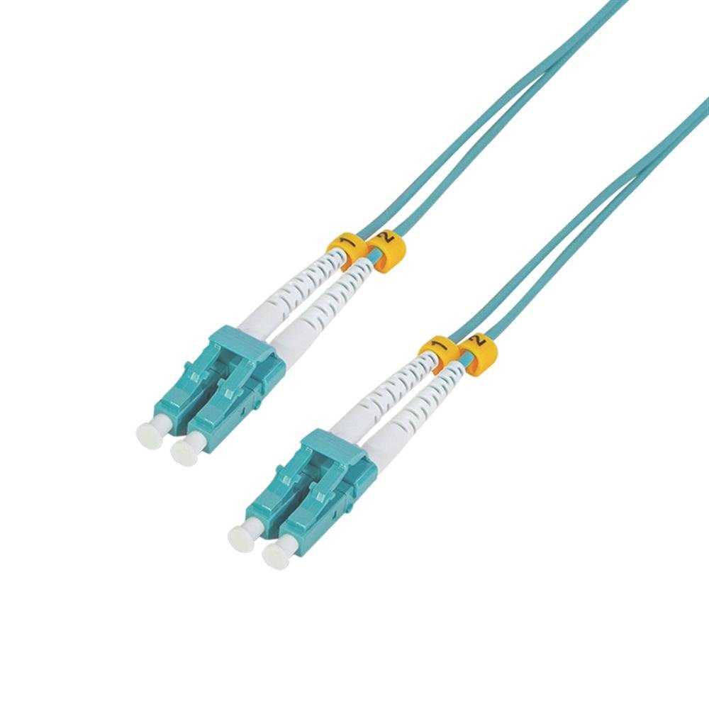 LogiLink LWL Duplex Patchkabel Netzkabel, 2x LC, 2x LC (3000 cm), Glasfaser,  Patchkabel, OM3, 50/125µ, LC-LC, türkis