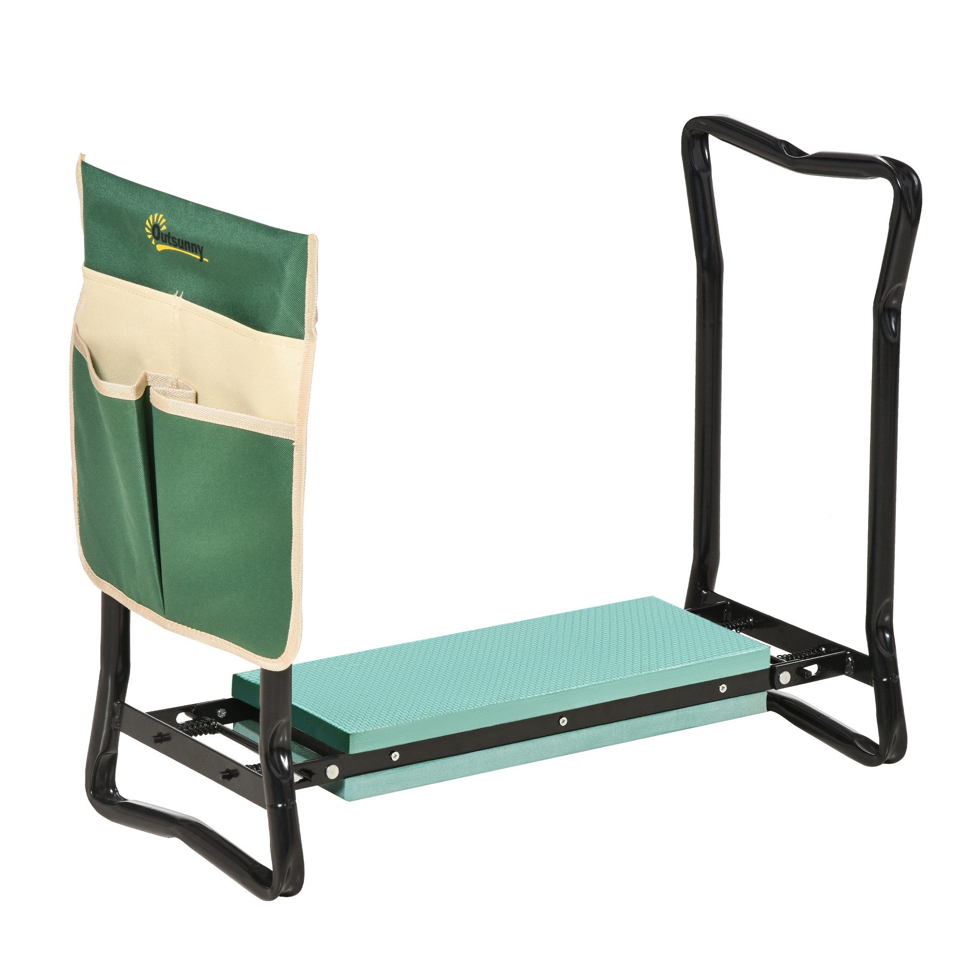 OKWISH Kniebank Klappstuhl klappbar 2-in-1 58x28x49 cm, Gartenhocker Kniehilfe, BxLxH: 28x58x49 cm,(1 St., Klappbarer Gartenhocker, Sitz- und Kniefunktion für Gartenarbeit), Garten Kniebank mit Werkzeugtasche, EVA-Schaumstoff Polsterung