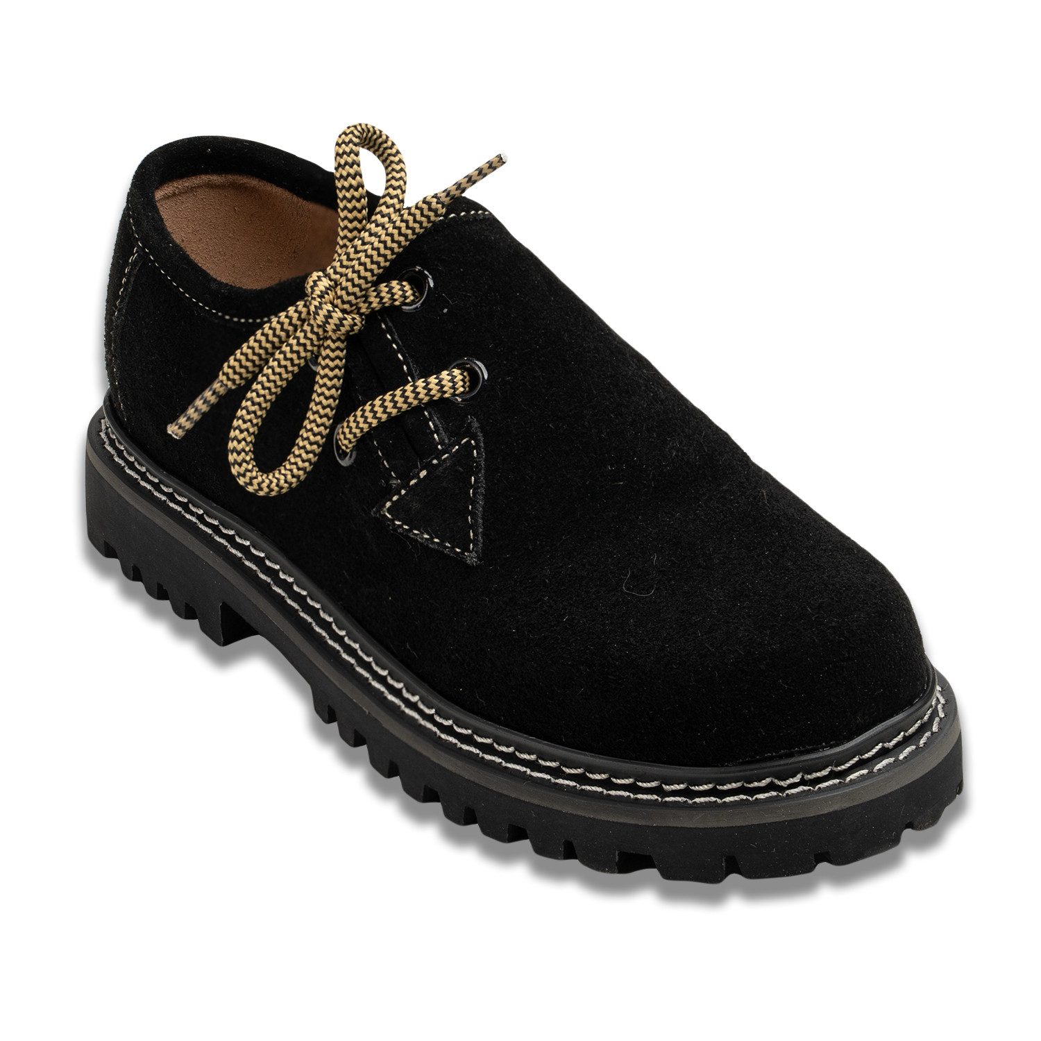 German Wear GW1800-VL Kinder Haferlschuh Jungen Mädchen Haferlschuhe Trachtenschuhe Schwarz/Dunkelbraun