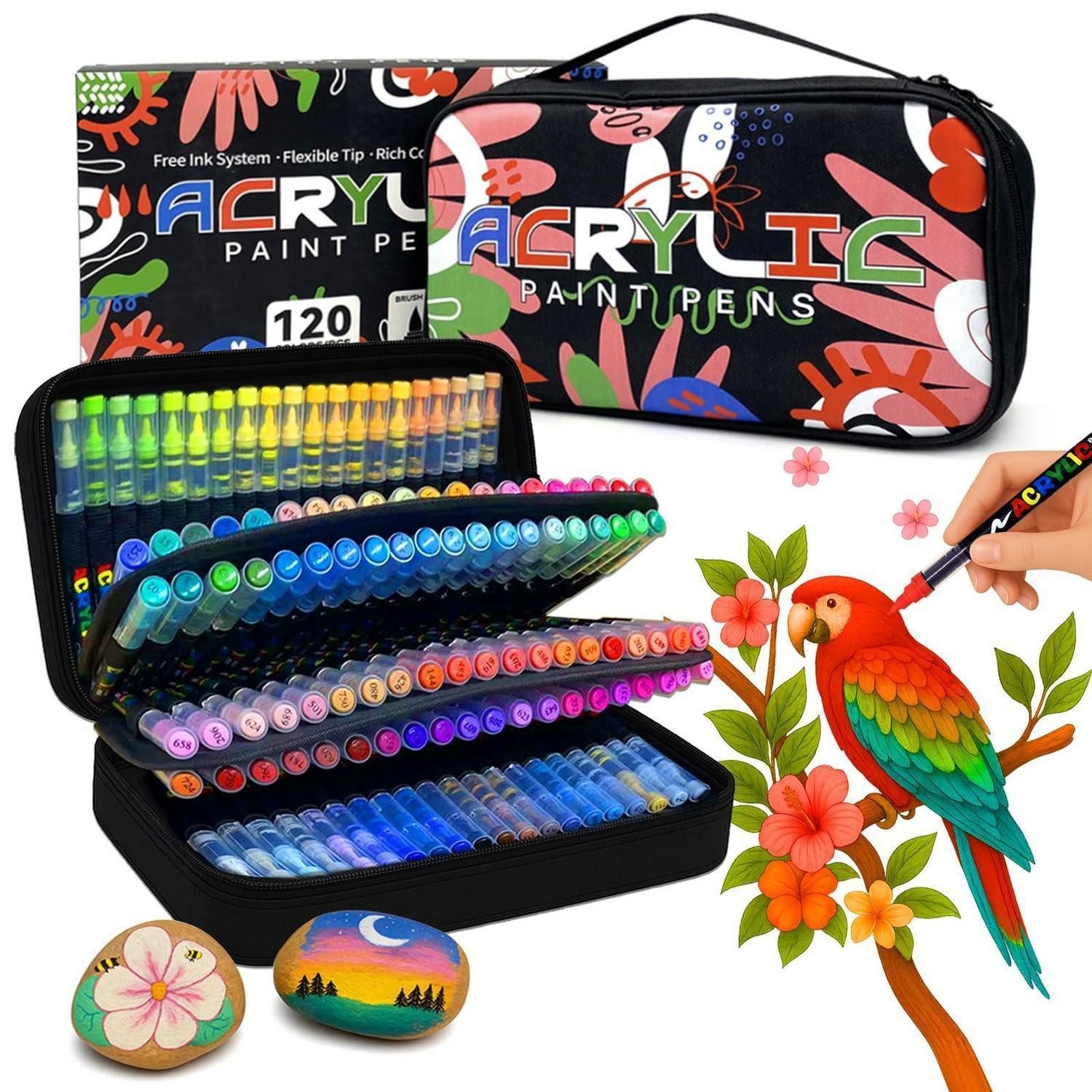 LuxusKollektion Marker Acrylstifte 120 Farben Pinselspitze wasserfest