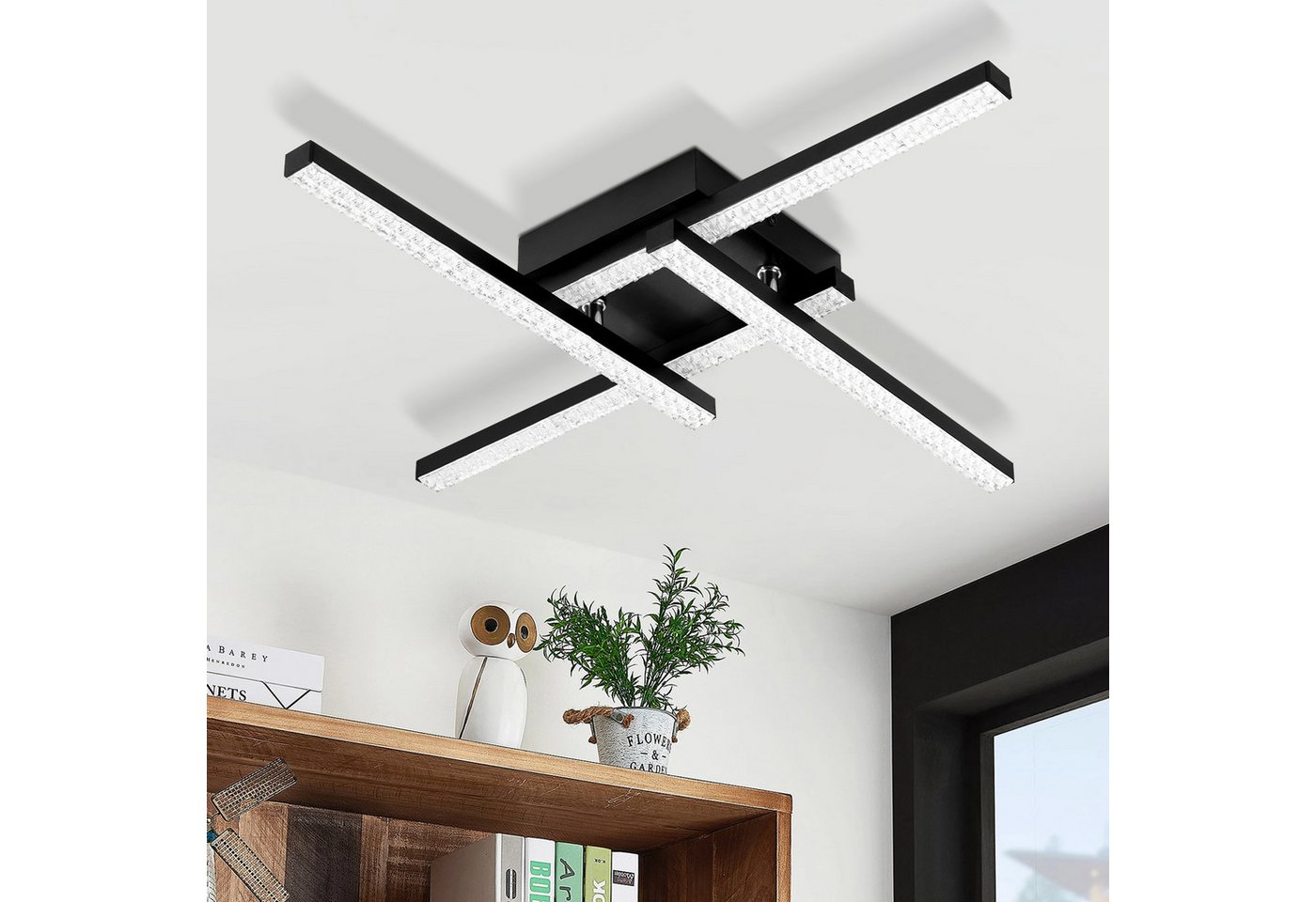 ZMH LED Deckenleuchte 4 Flammig 20W Schlafzimmerlampe Kristall Warmweiß für Wohnzimmer Flur, Energie Sparen Augenschutz, LED fest integriert, 3000k, Energie Sparen & Augenschutz Breite Anwendung Flur Küche