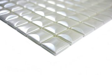 Mosani Mosaikfliesen Glasmosaik Nachhaltiger Wandbelag Fliese Recycling weiss metallic