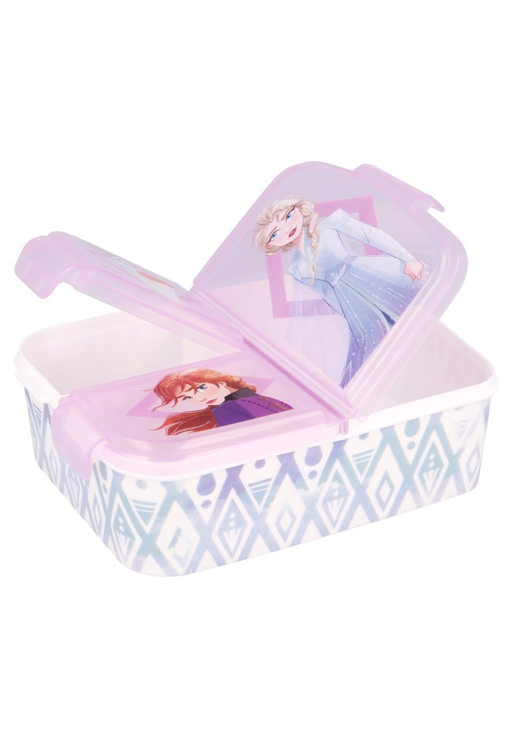 Disney Frozen Lunchbox Brotdose Eiskönigin Anna & Elsa, Vesperdose mit 3 Fächern, BPA-frei