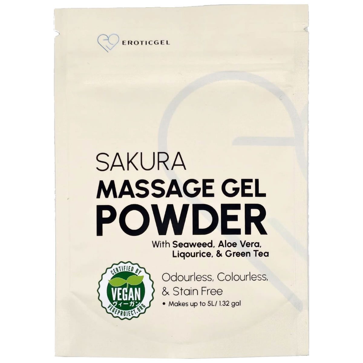 EROTICGEL Gleit- und Massagegel Nuru Massage Gel Powder (Seaweed, Green Tea, Aloe Vera, Liquorice), SAKURA Edition, Beutel mit 50g, 1-tlg., japanisches Massagegel-Pulver aus natürlichen Inhaltsstoffen