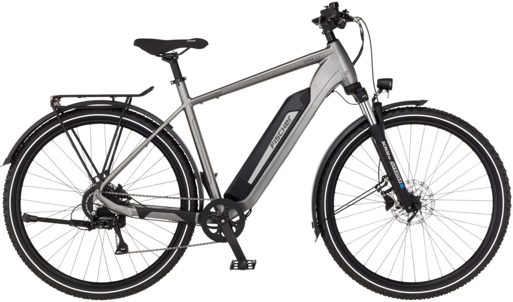 FISCHER Fahrrad E-Bike ATB TERRA 2.2 688 55 ACTIVE, 8 Gang Shimano ACERA Schaltwerk, Heckmotor, 688 Wh, (mit Akku-Ladegerät, mit Werkzeug), Pedelec, Elektrofahrrad für Damen und Herren