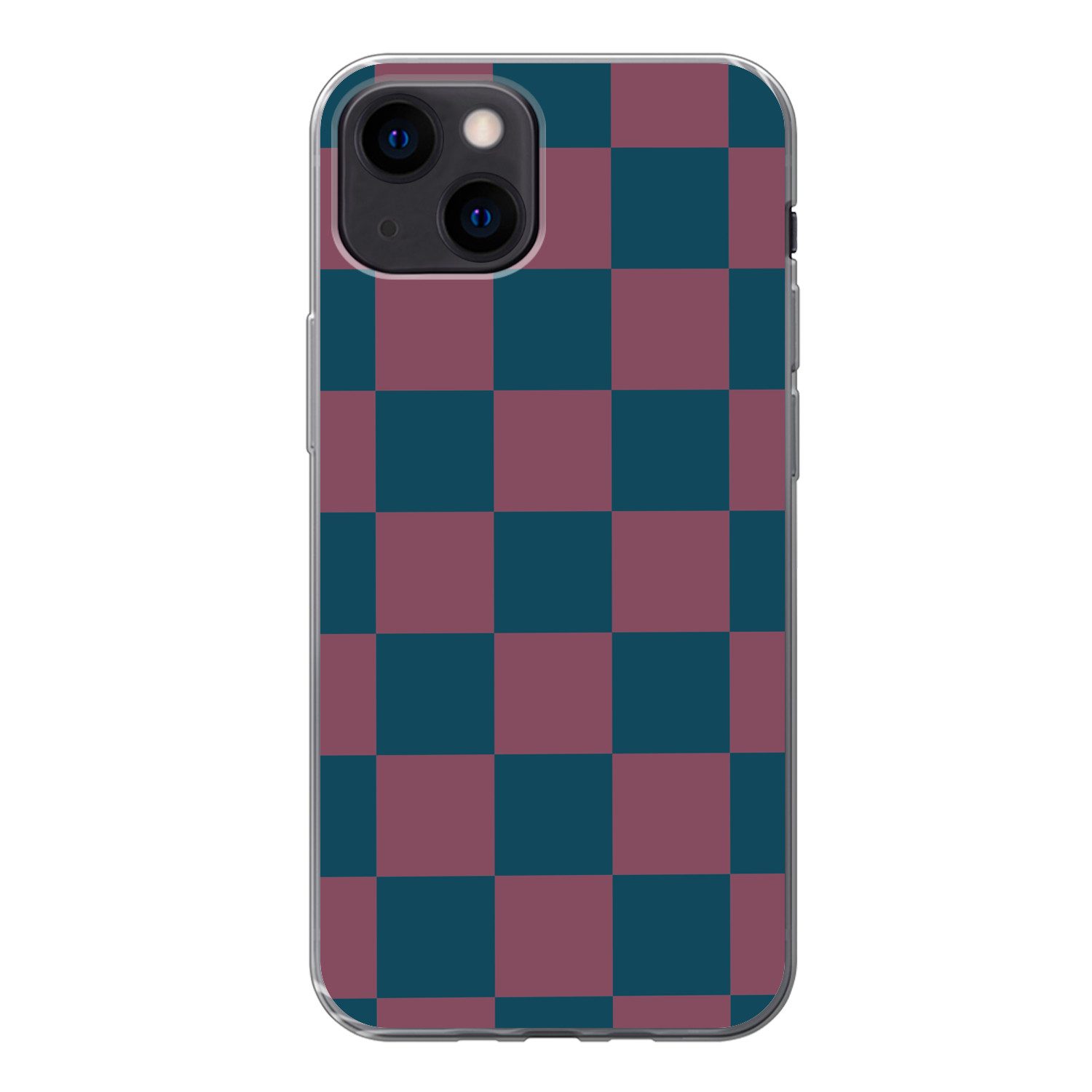 MuchoWow Handyhülle für Apple iPhone 13 mini Schachbrett Druck - Blau - Rot - Würfel, Smartphone-Bumper, Print, Handy Schutzhülle Dünn