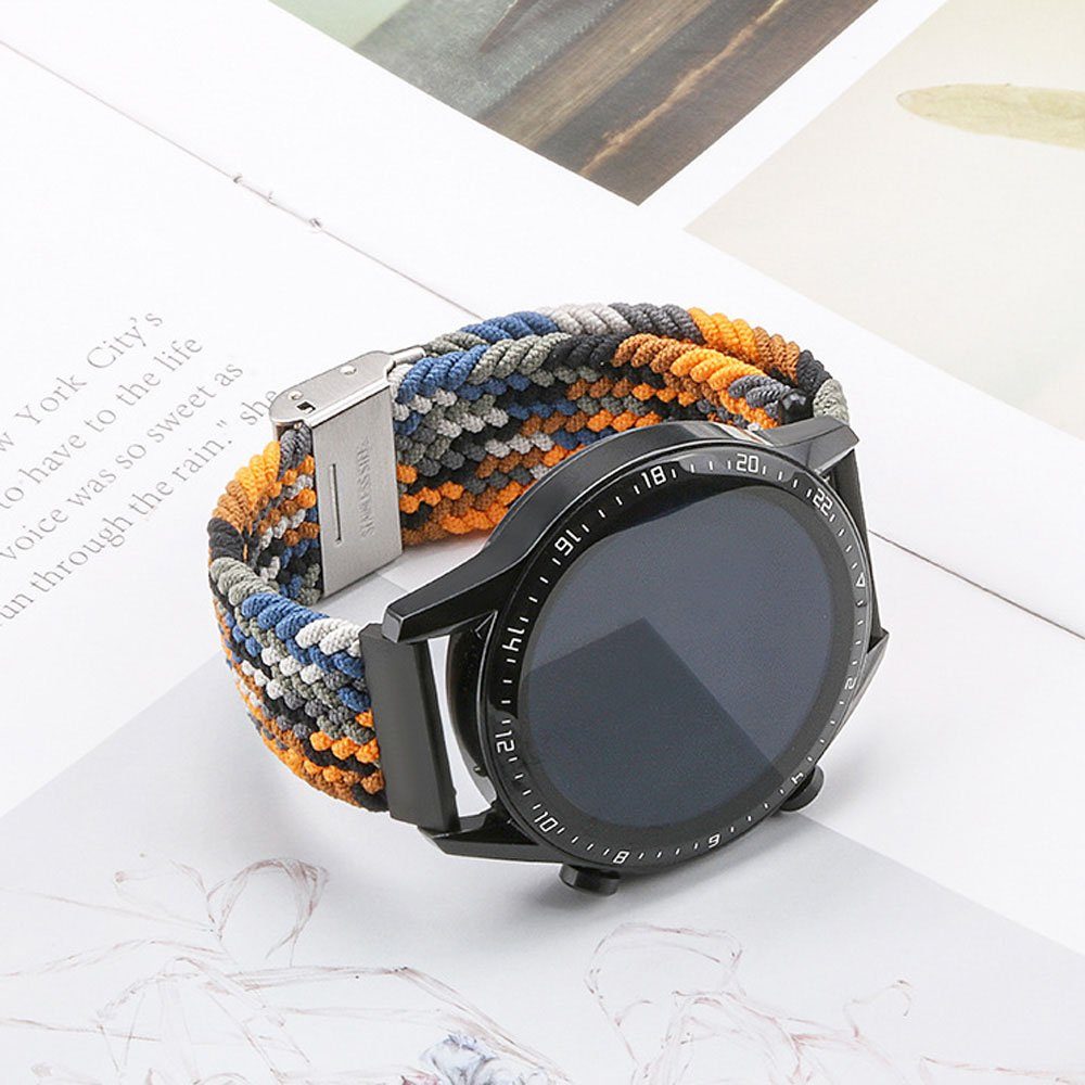 Sunicol Uhrenarmband 20mm/ 22mm, verstellbar, Nylon geflochten, Rainbow Ersatzarmband Schließe mit Denim