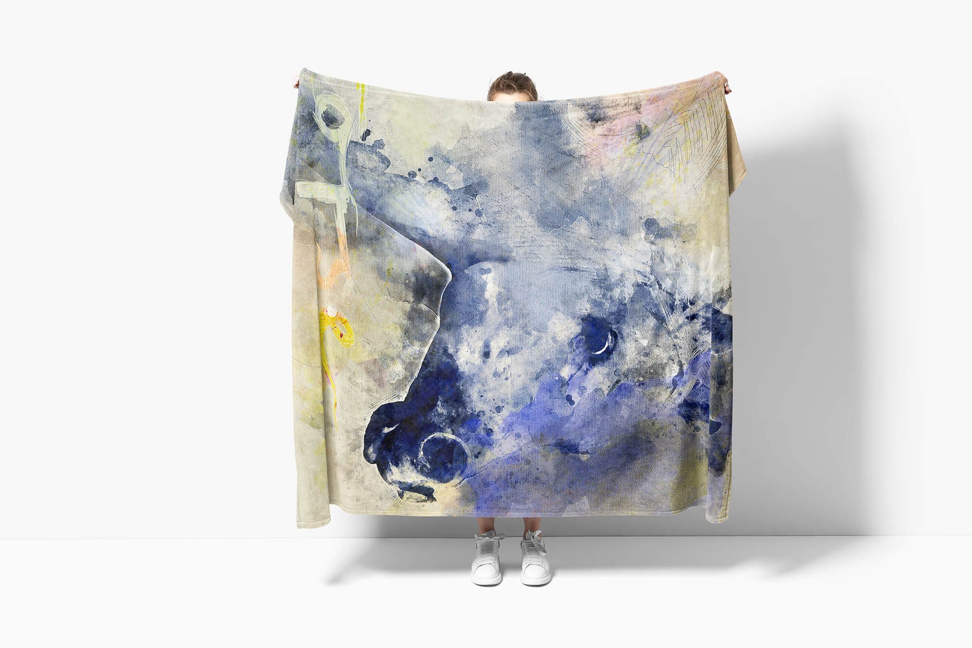 Sinus Art Handtücher Handtuch Strandhandtuch (1-St), Kunstvoll Saunatuch Kuscheldecke Handtuch Tier Motiv, Serie Baumwolle-Polyester-Mix Horse SplashArt