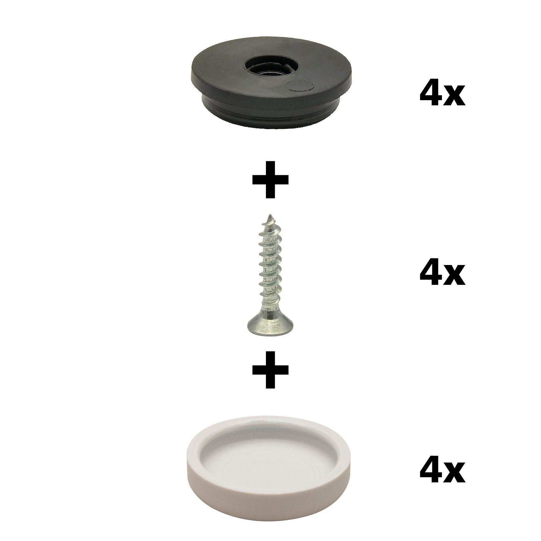 Klick-Gleiter QuickClick® Stuhlgleiter, Kunststoffgleiter, Möbelgleiter I 4er-Set zum Anschrauben I 4x Basis + Schraube + Gleiteinsatz austauschbar - Kunststoff HYPER SLIM (flach) - Durchmesser Ø 17, 20, 25 mm - Made in DE, WAGNER design yourself | Klick-Gleiter