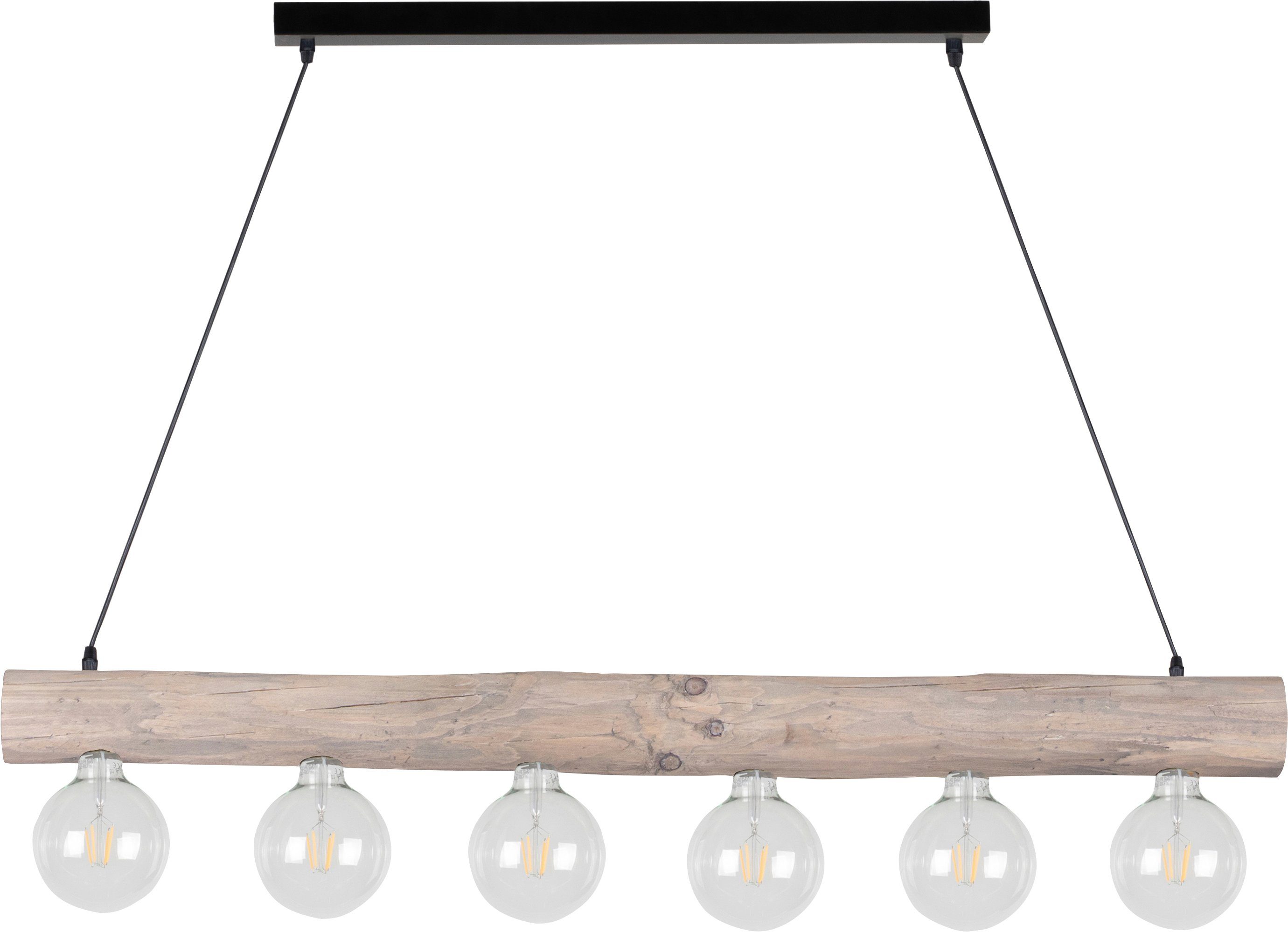 Holz SPOT TRABO gebeizt Pendelleuchte Leuchtmittel Light wechselbar, Kiefernholz, SIMPLE, massivem Hängeleuchte, aus grau Holzbalken