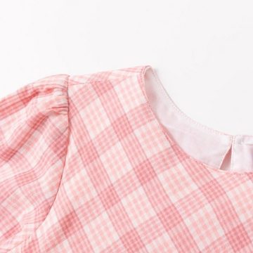 suebidou Midikleid zauberhaftes Mädchenkleid kariert rosa langarm