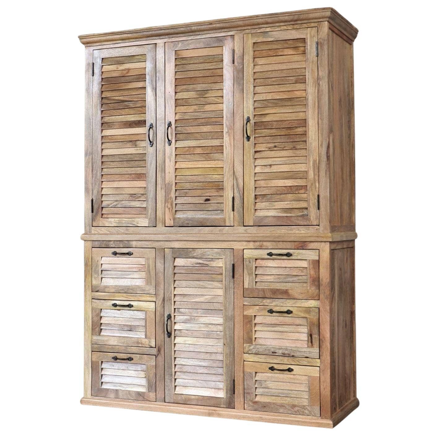 baario Kleiderschrank Kleiderschrank MAREDA Lamellen Massivholz Lamellenschrank Landhausstil