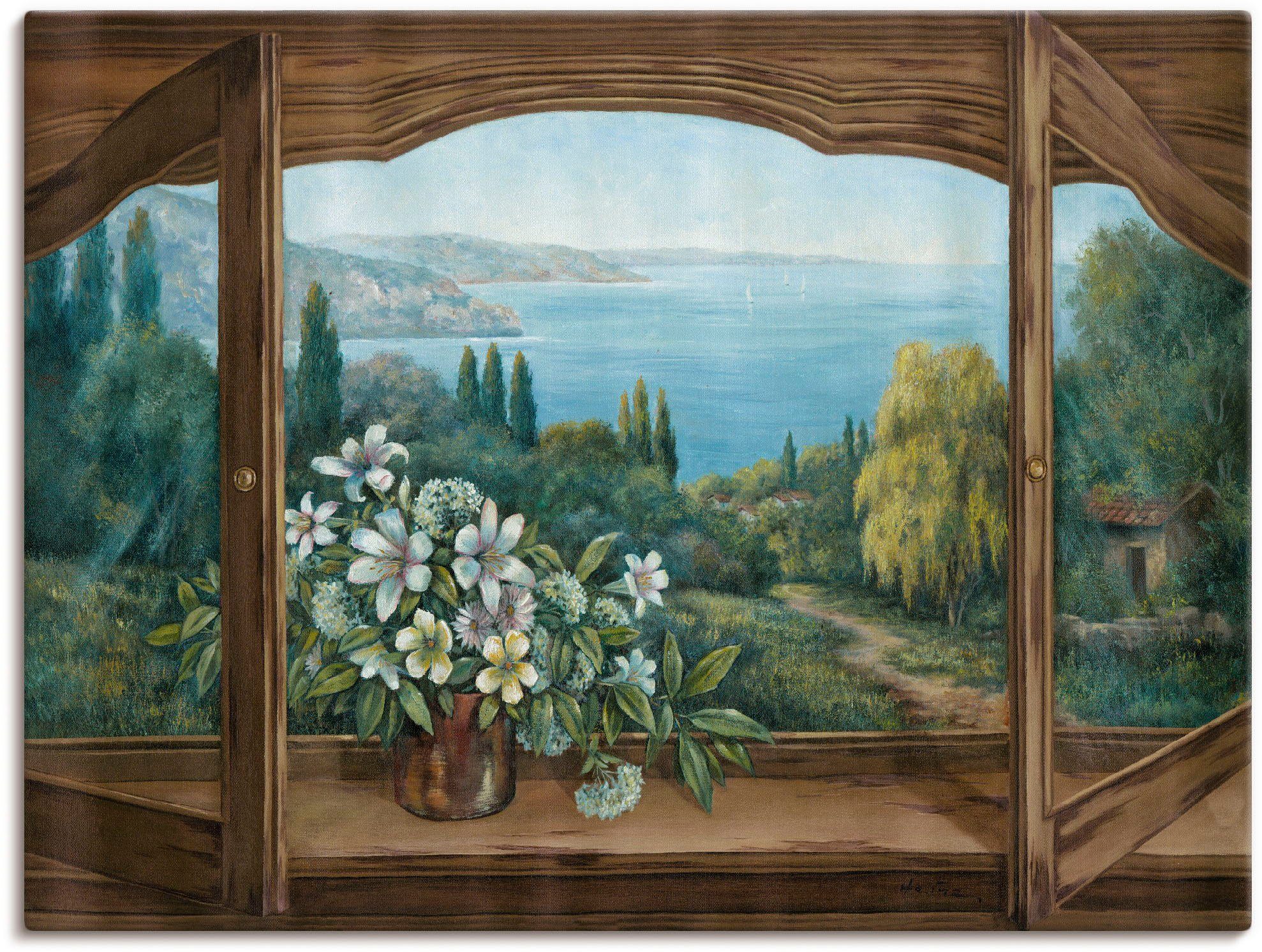 Artland Wandbild Ausblick auf´s Meer, Fensterblick (1 St), als Alubild, Leinwandbild, Wandaufkleber oder Poster in versch. Größen