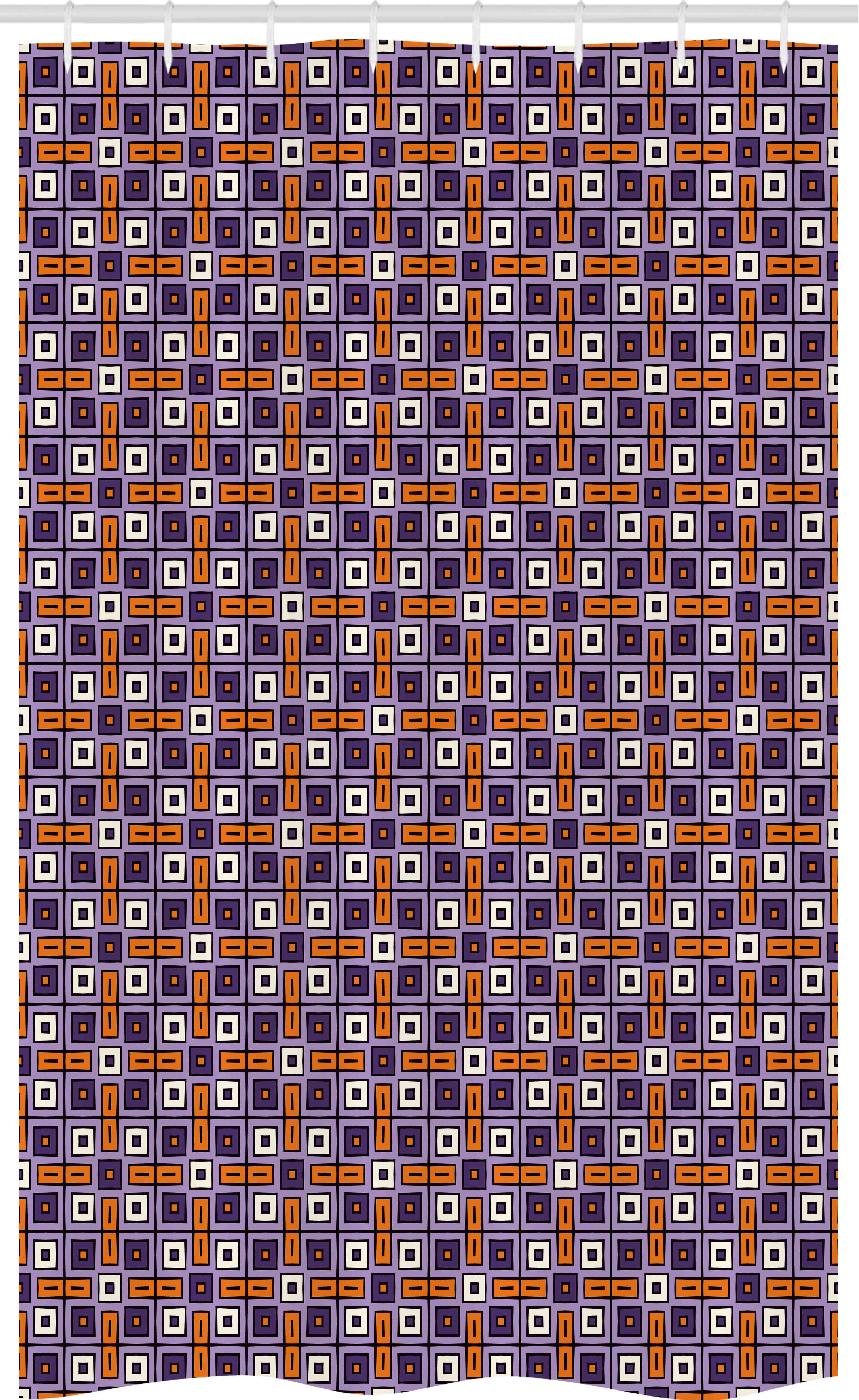 Abakuhaus Duschvorhang Badezimmer Deko Set aus Stoff mit Haken Breite 120 cm, Höhe 180 cm, Geometrisch Retro 70er Jahre Abstrakte Kunst