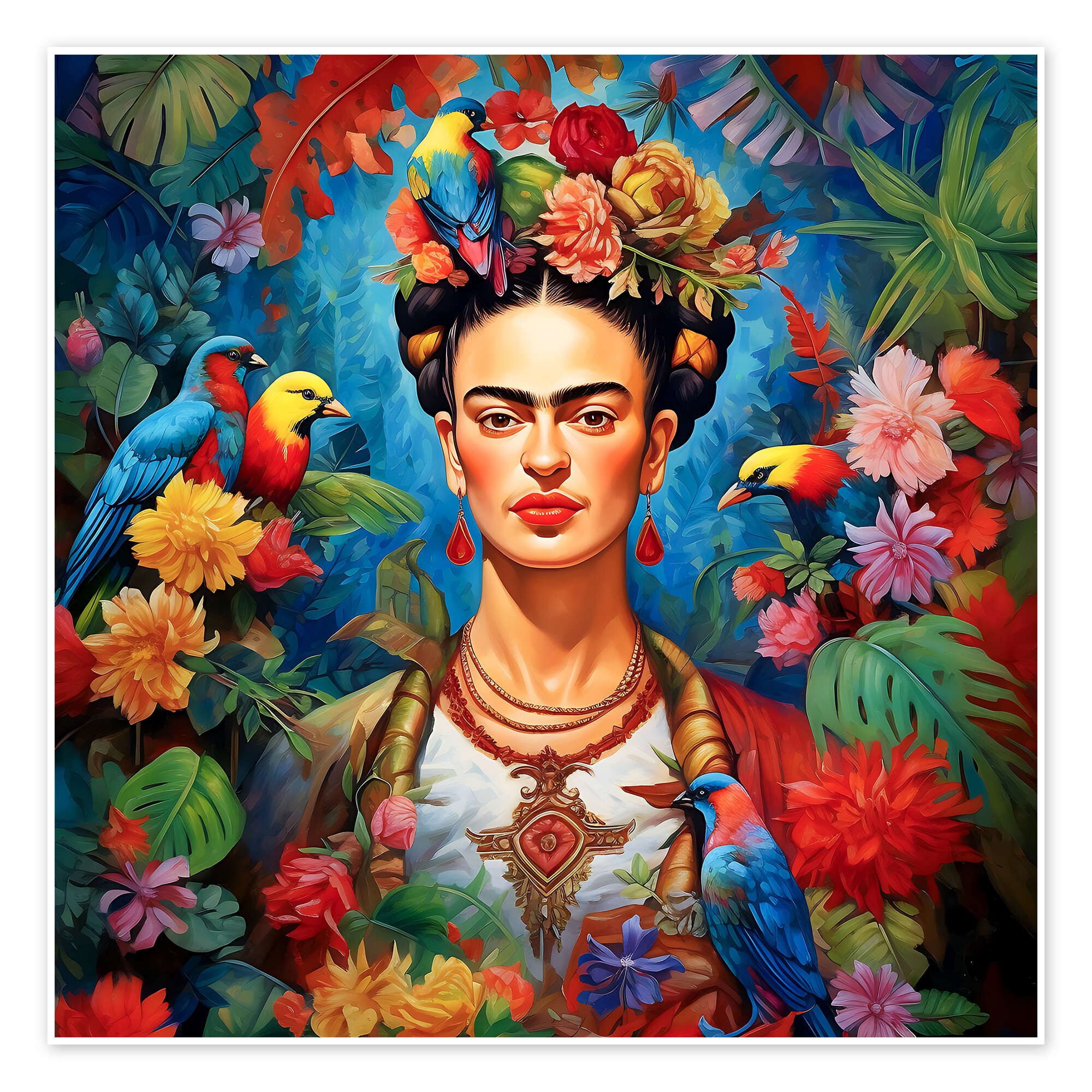 Posterlounge Wandbild Frida Kahlo vintage floral portrait, Mark Ashkenazi, erhältlich als Poster, Leinwandbild, Wandsticker oder Acrylglasbild