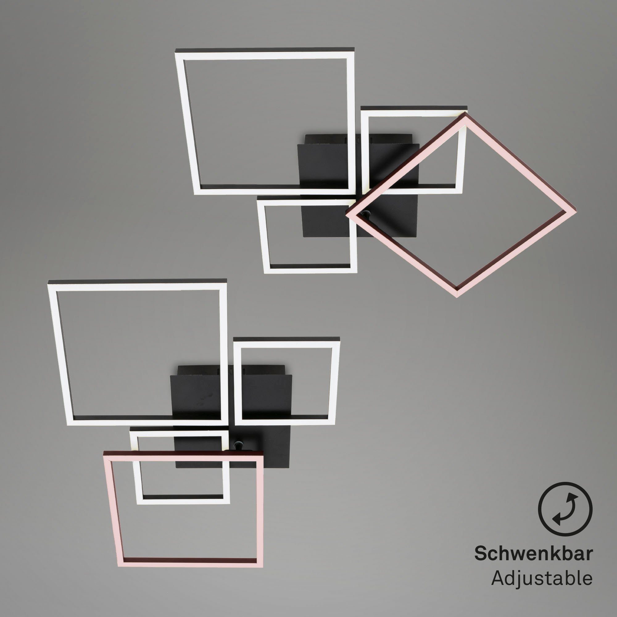 Briloner Leuchten LED Deckenleuchte 3093018 FRAME, CCT - über Fernbedienung, Farbwechsel, Nachtlichtfunktion, Timerfunktion, LED fest integriert, Kaltweiß, Neutralweiß, Tageslichtweiß, Warmweiß, Deckenlampe, 75x46,7x7,5cm, Chrom-Alu, Wohnzimmer, Schlafzimmer