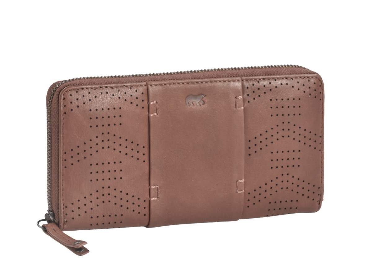 Bear Design Geldbörse Mirte, Reißverschluss Damenbörse, Portemonnaie, Leder braun, 8 Kartenfächer