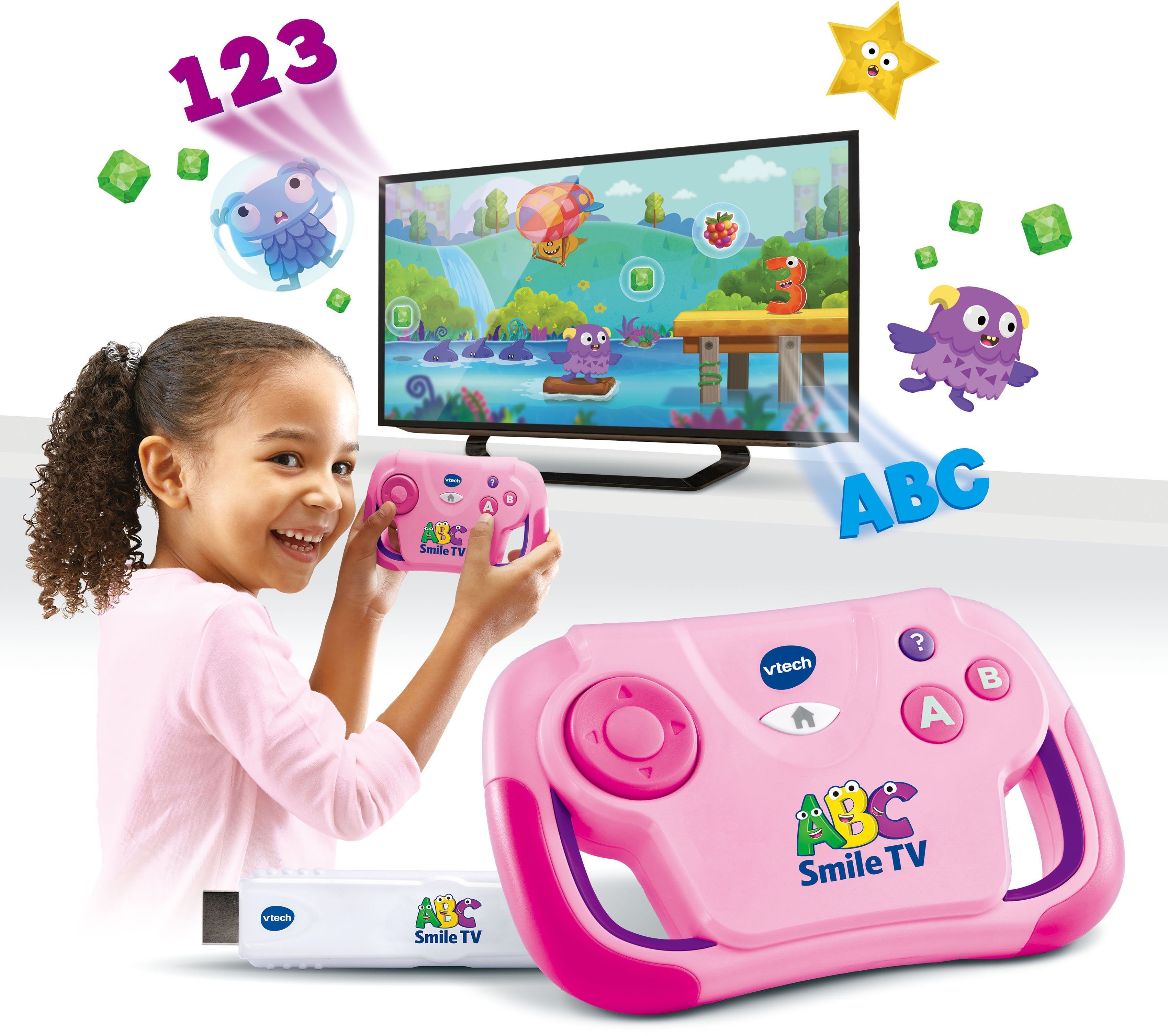 Vtech® Lernspielzeug Ready Smile TV, School, Set pink ABC