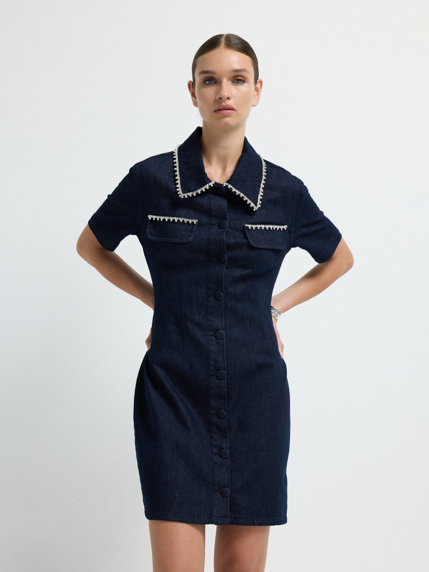 adL Jeanskleid Kurzärmeliges Jeans-Minikleid – Bild 5 von 5