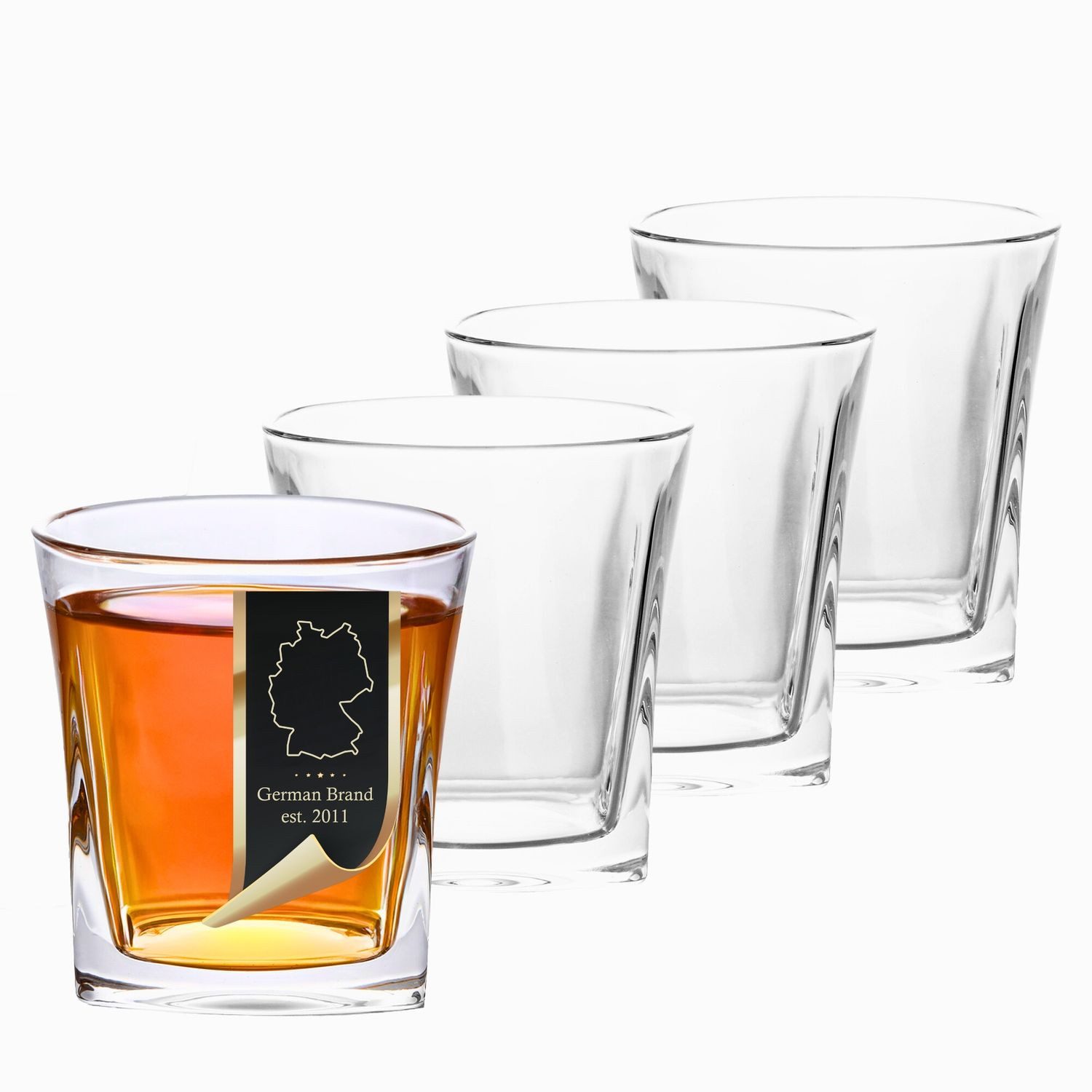 Intirilife Whiskyglas, 4-tlg., Glas, Old Fashioned Whiskey Glas