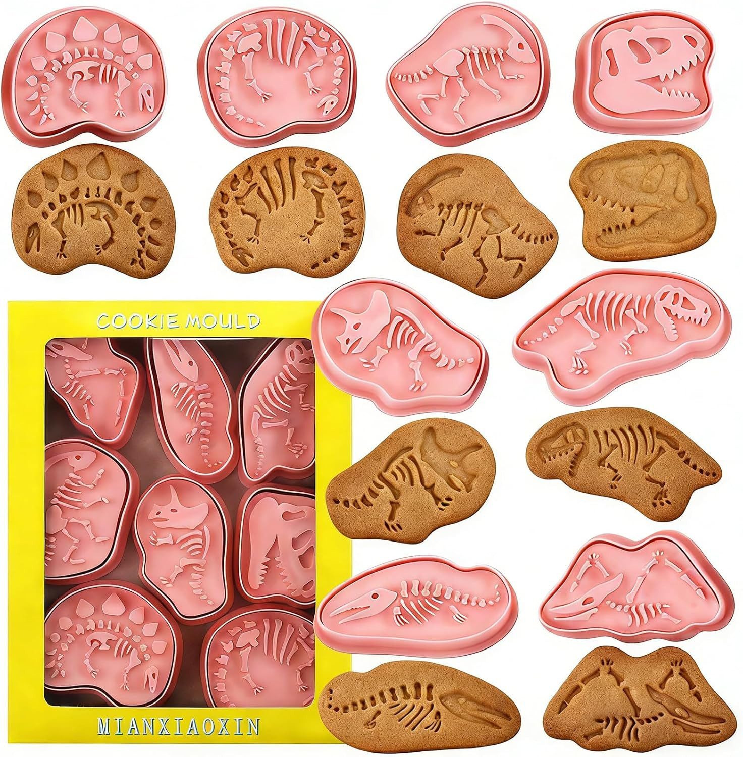 FELIXLEO Ausstechform 8er Set Dinosaurier Fossil Ausstechformen aus sicherem Kunststoff, (1-St)