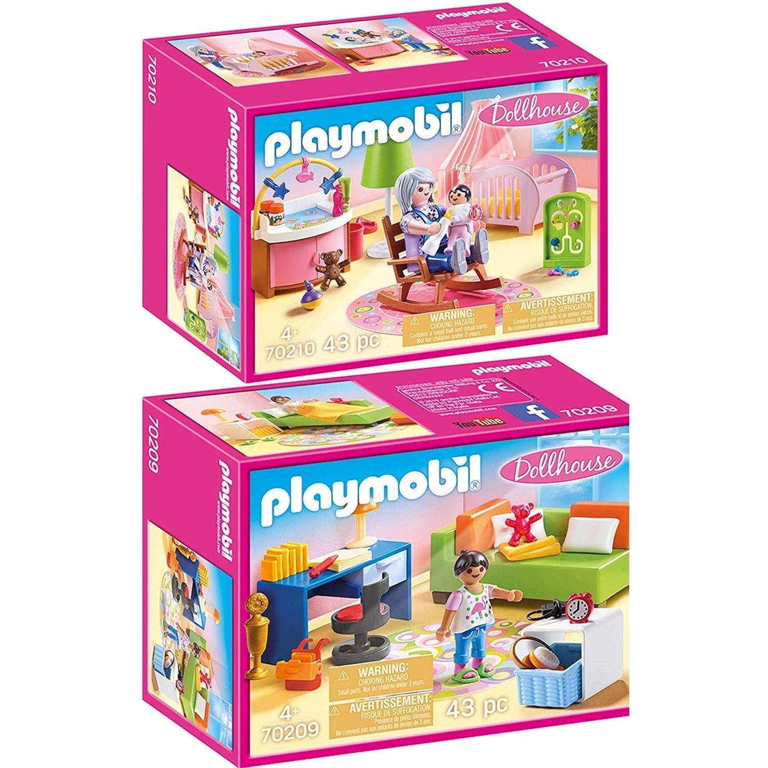Playmobil® 70209 70210 Dollhouse 2er Set Jugendzimmer + Babyzimmer Konstruktions-Spielset