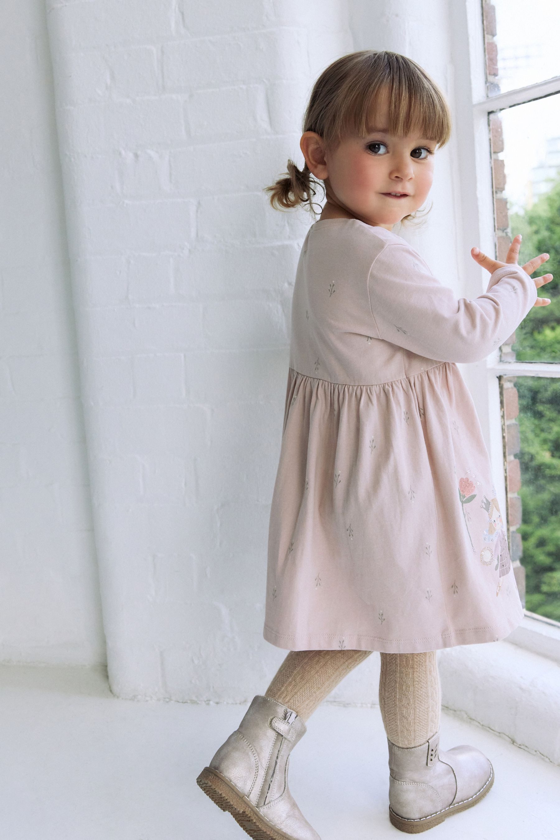 Next Blusenkleid Verziertes Kleid mit langen Ärmeln (1-tlg)