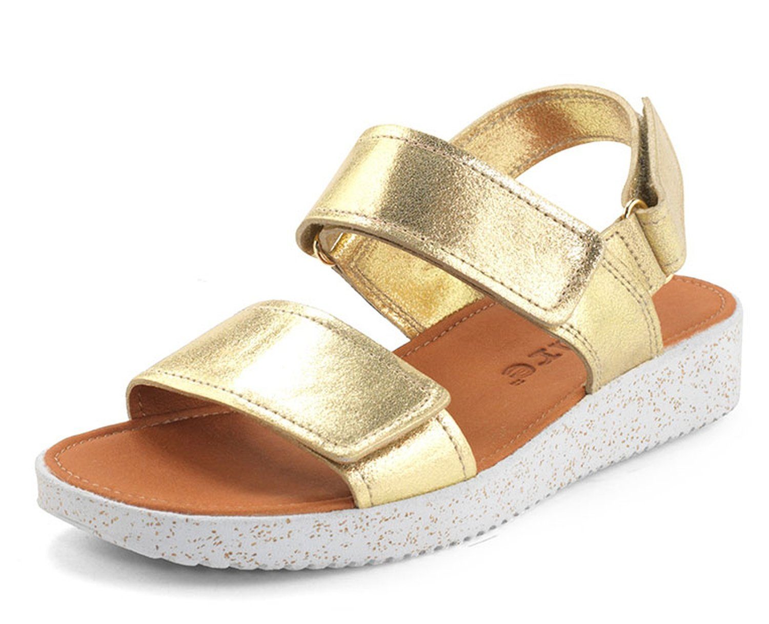 / Leder Karen Leder Metall / Schnalle: Sandale Innensohle: mit Korkresten Sohle: Nature Naturkautschuk Footwear gold Obermaterial: /