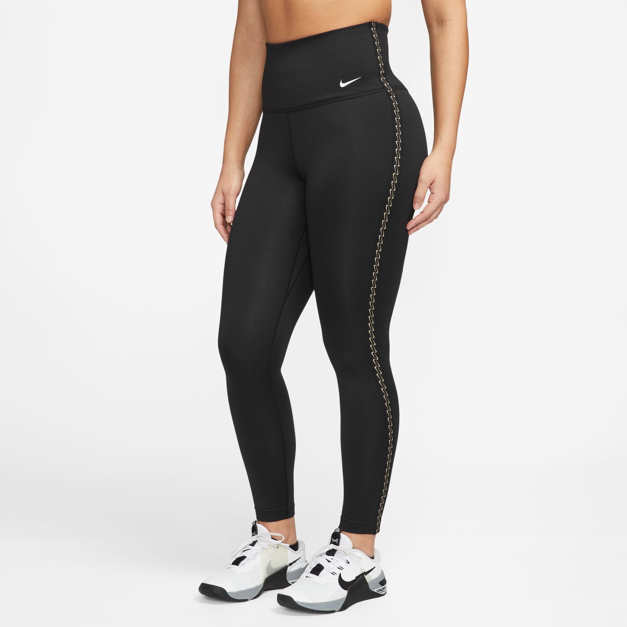 / HIGH-WAISTED WOMEN'S LEGGINGS Trainingstights Nike BLACK/WHITE ONE THERMA-FIT