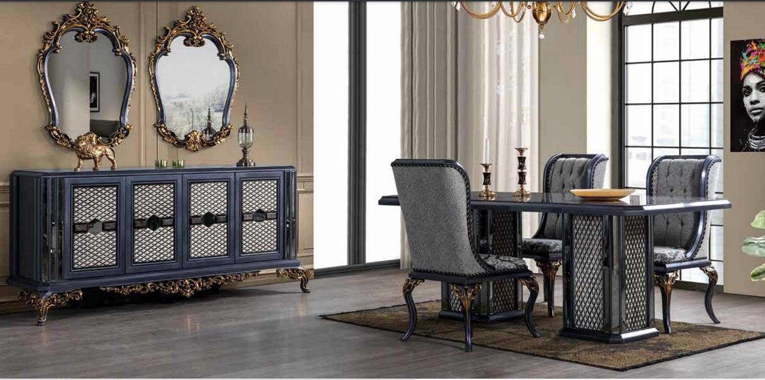 JVmoebel Esszimmer-Set Esszimmer Tisch Esstisch 4x Spiegel) 4x Garnitur Stühle (Esstisch + Tische, Ohne + Stuhl Anrichte