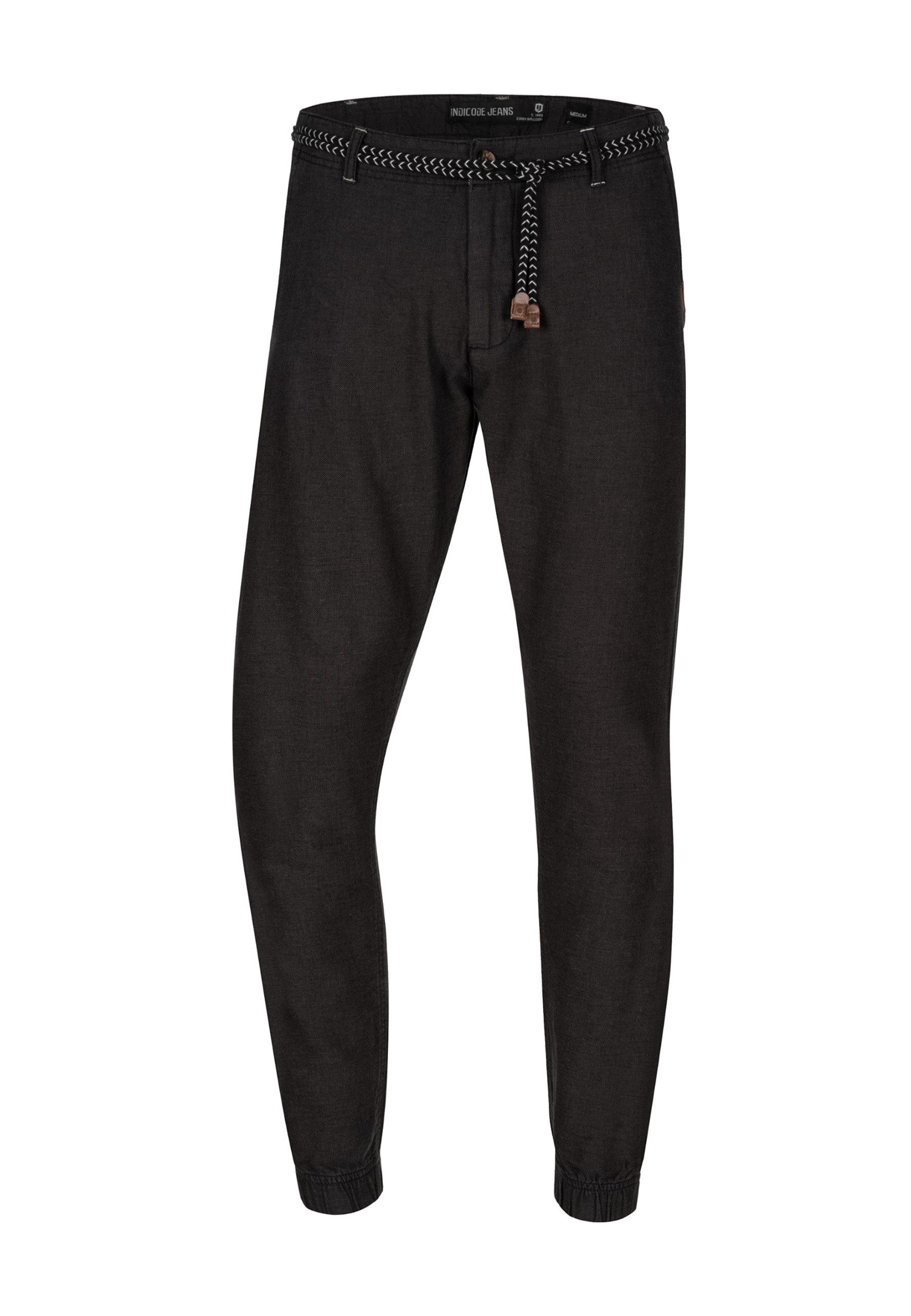 Indicode Leinenhose Blnda samt dekorativem Gürtel günstig online kaufen