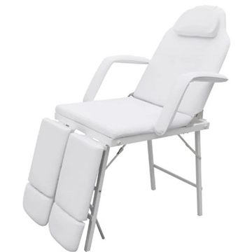 vidaXL Massagesessel Kosmetikstuhl Tragbar Kunstleder 185×78×76 cm Weiß