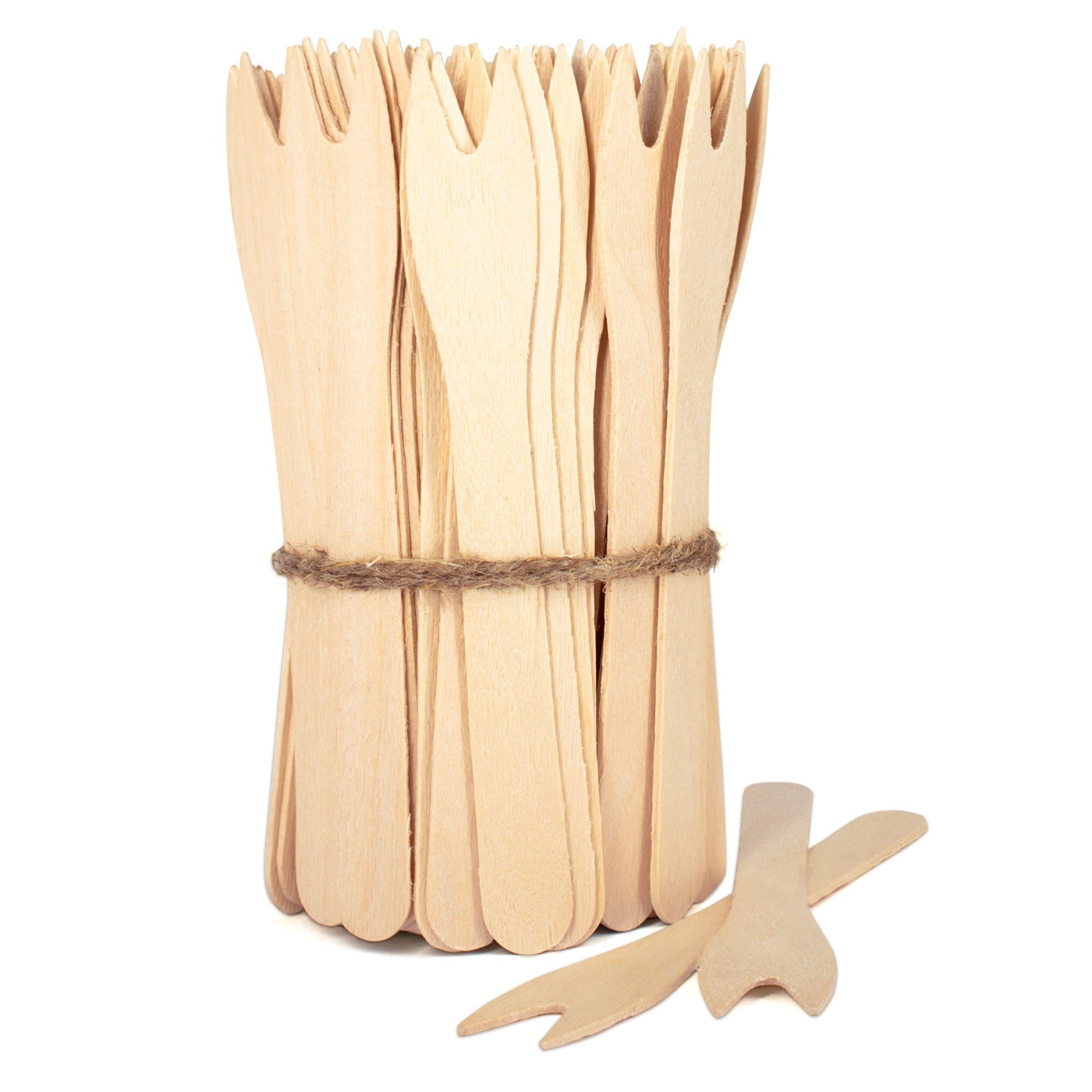 wisefood Einwegbesteck-Set Holz Pommesgabel - 12 cm (5000-tlg), Holz