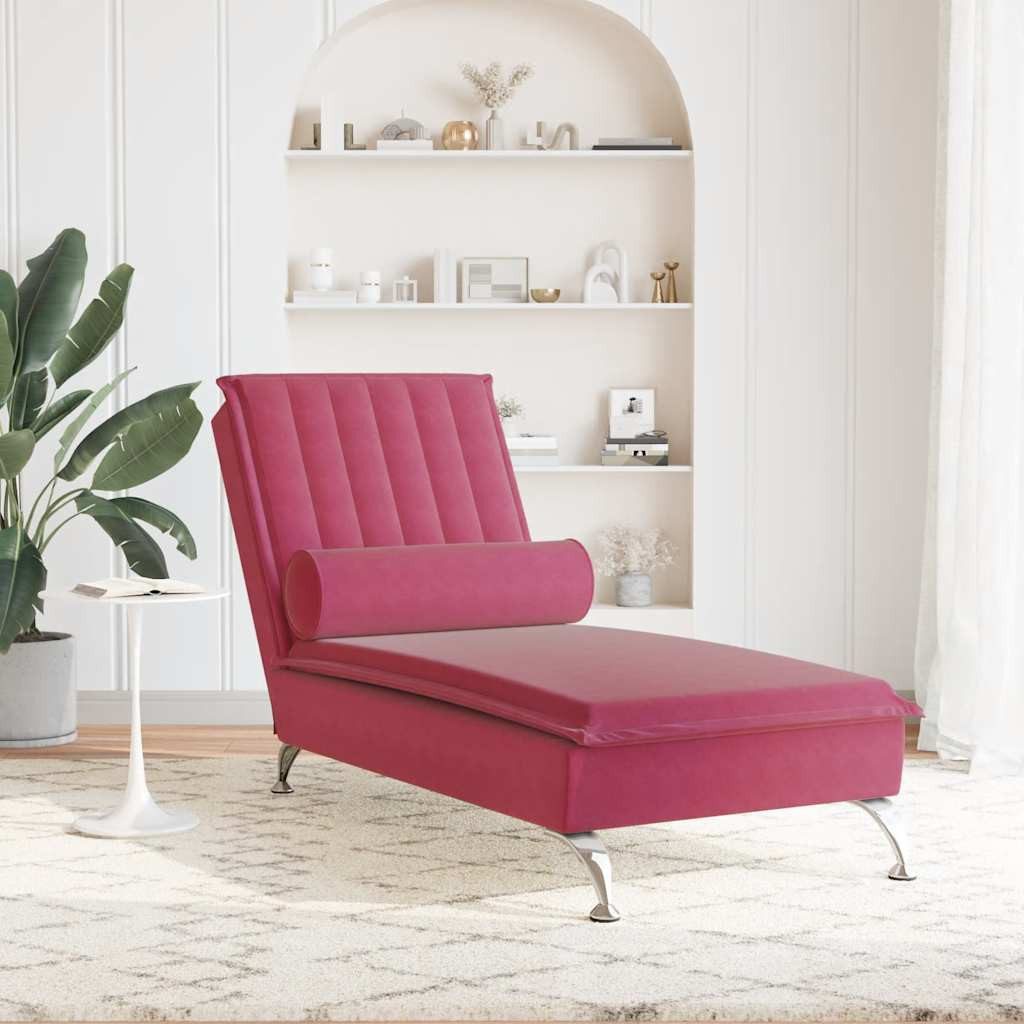 vidaXL Chaiselongue Massage-Chaiselongue mit Nackenrolle Weinrot günstig online kaufen