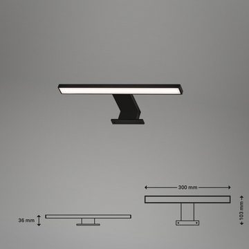 Briloner Leuchten LED Spiegelleuchte 2104-015, LED fest verbaut, Neutralweiß, Aufbau-/Spiegelklemme, schwarz, Neutralweiß 4000K, 30 x 10,3 x 3,6 cm