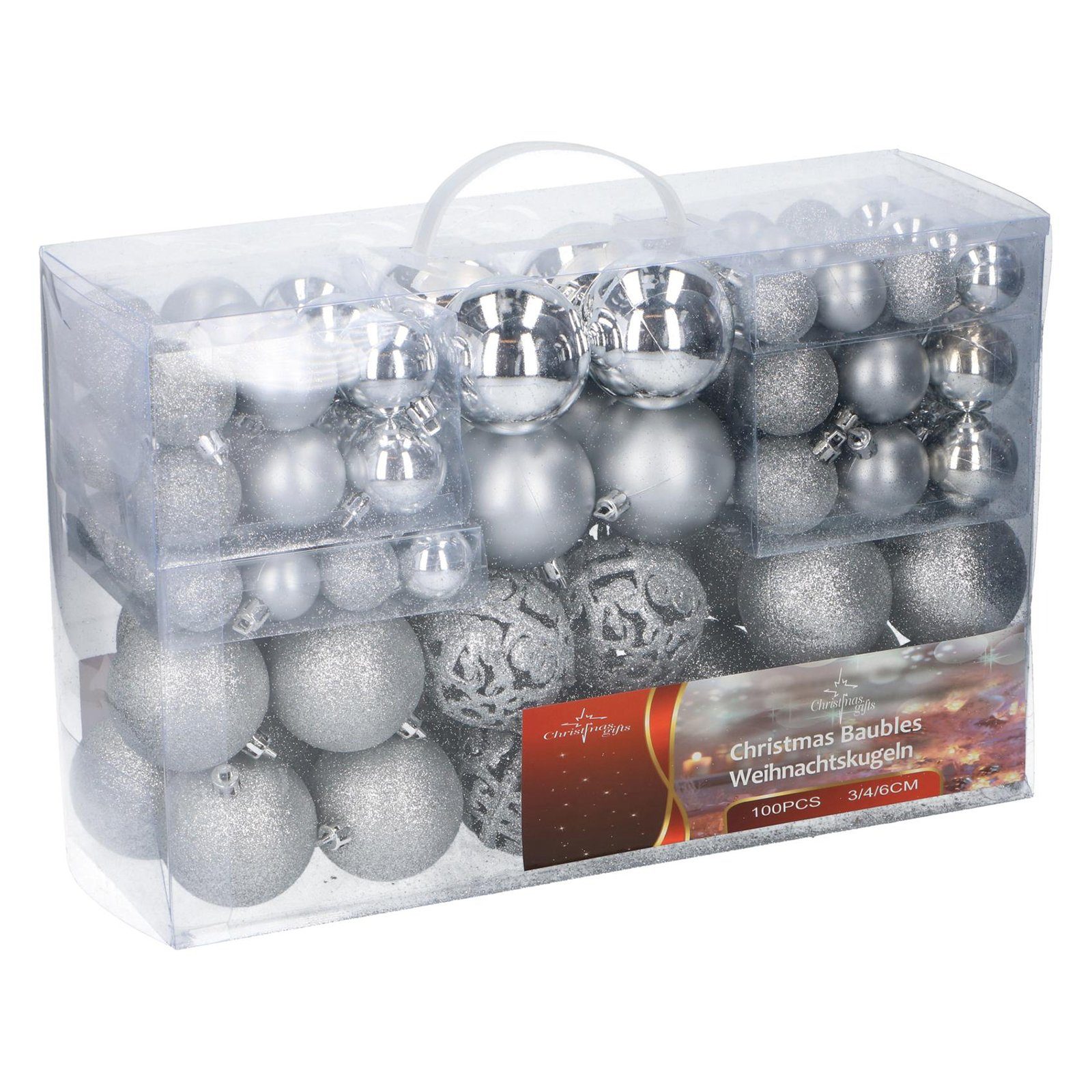 HTI-Living Christbaumschmuck Weihnachtskugel Set 100 Stück Silber (100-tlg) | Dekohänger