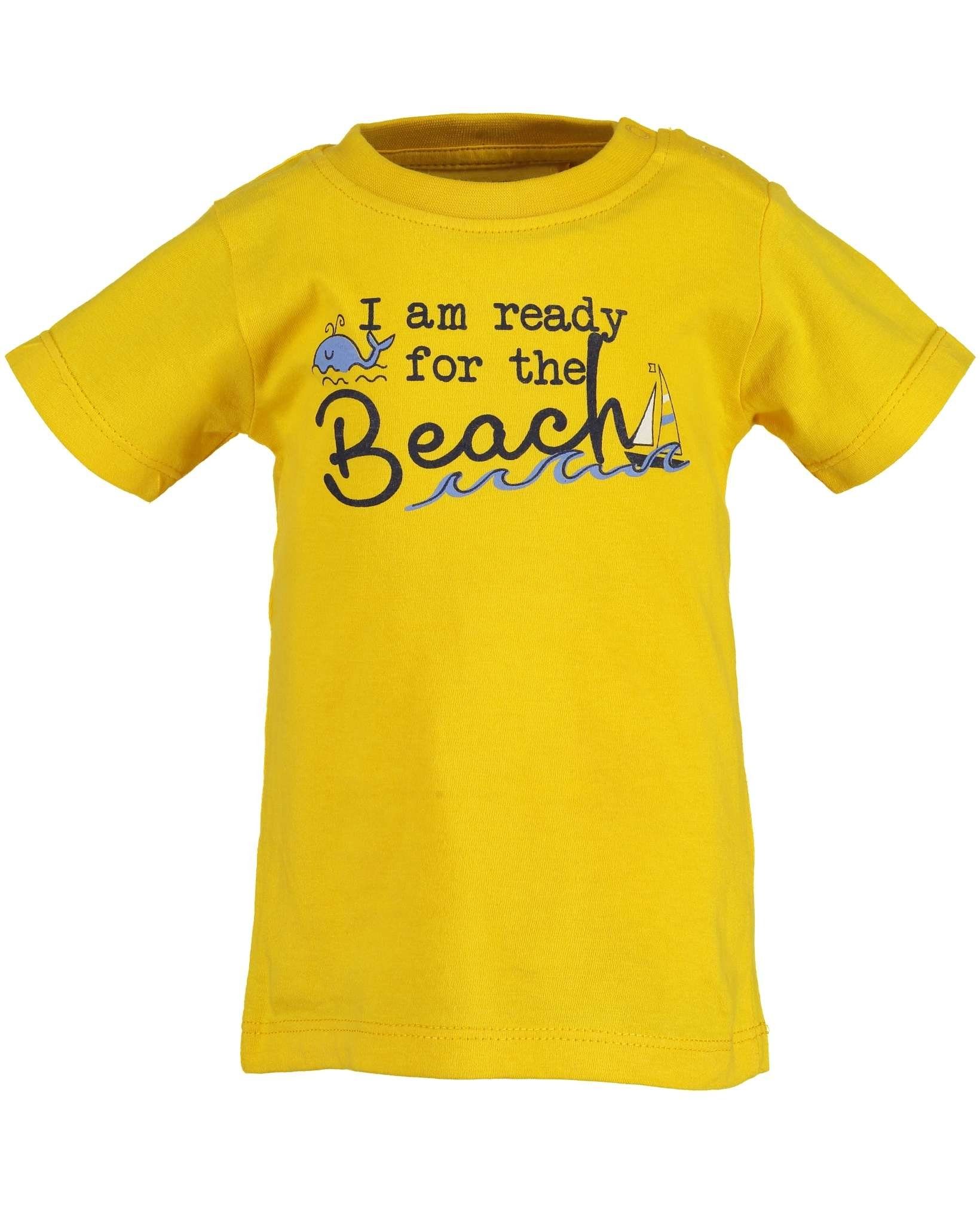 Seven aus bedruckt Jungen Frontprint T-Shirt mit Baby Seven T-Shirt "Beach" reiner Baumwolle, (1-tlg) Blue Blue